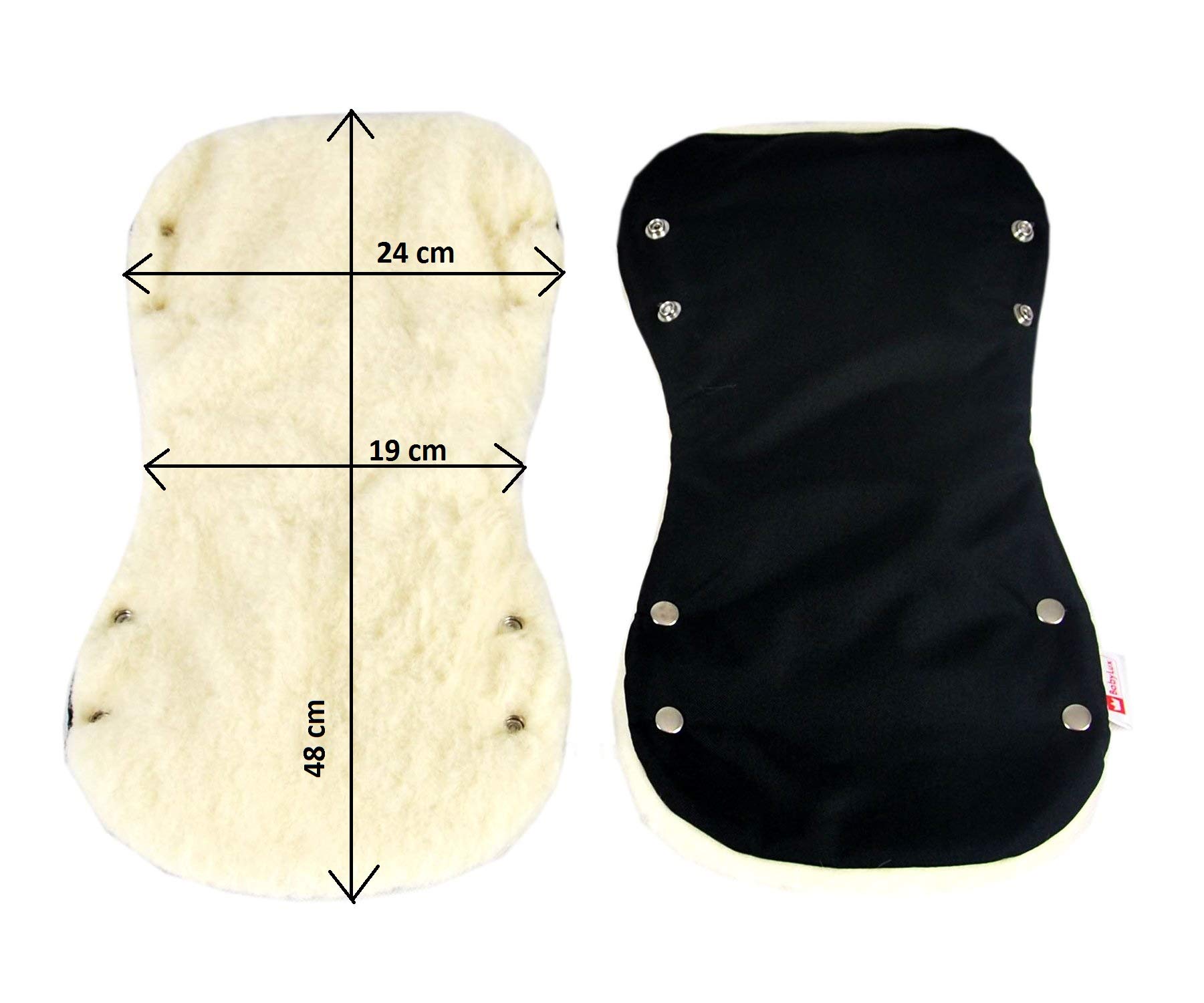 BABYLUX MUFF Handmuff PLÜSCH/WOLLE Handwärmer für Kinderwagen Buggy Handschuh 2 Stück (11. Schwarz + Lammwolle)