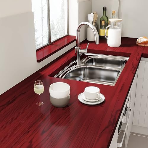 Danodoi Wood Wallpaper Red Brown Wood Contact Paper 157x393 Peel and Stick Wallpaper Self Adhesive Removable Wallpaper Decorative Wall Covering