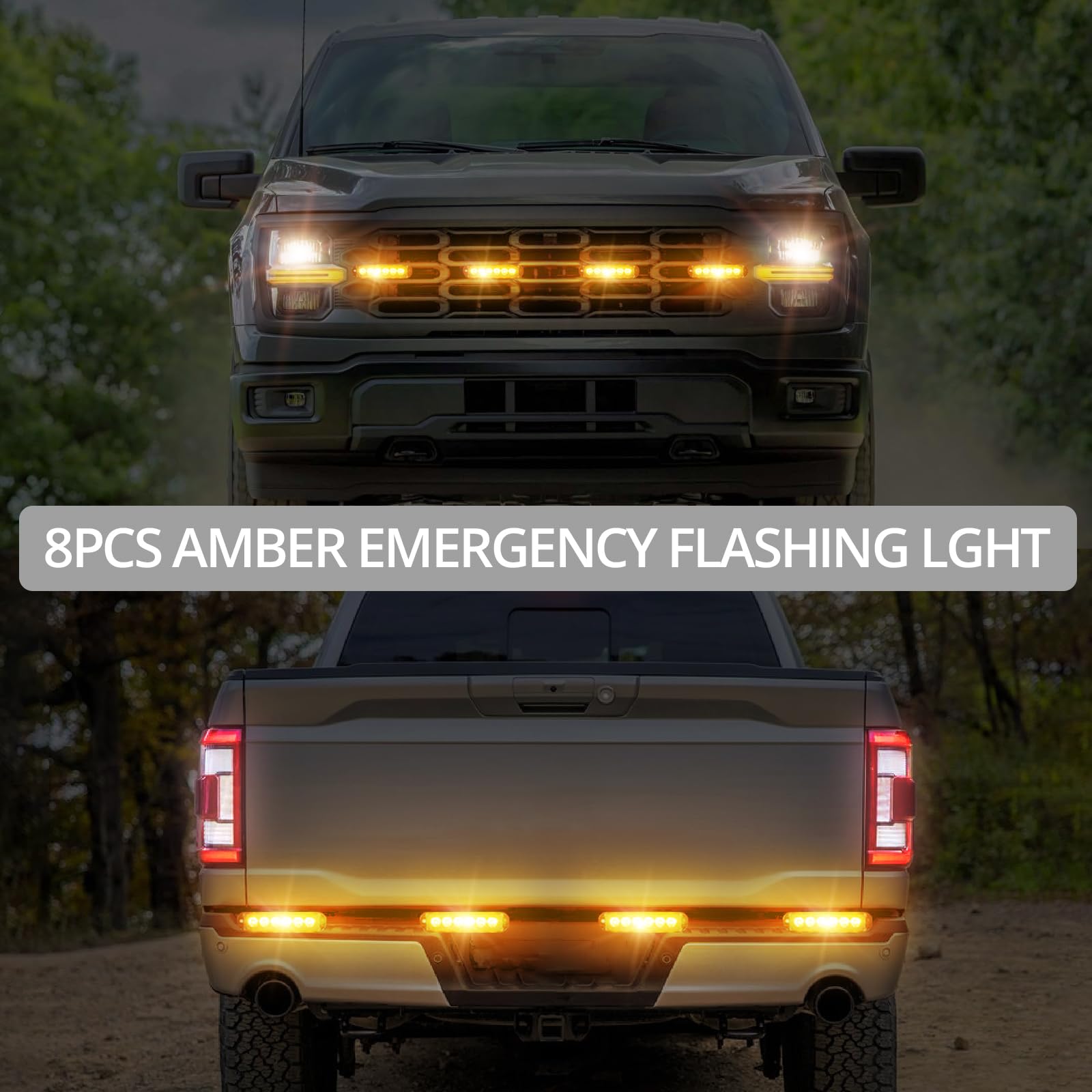 Justech 8 x 6LED Luce Stroboscopica Luce di Avvertimento Lampeggiante 12V 24 V Impermeabile 30 Modalità Luce LED Stroboscopica Lampeggiatore per Veicolo Rimorchio Trattore Camion
