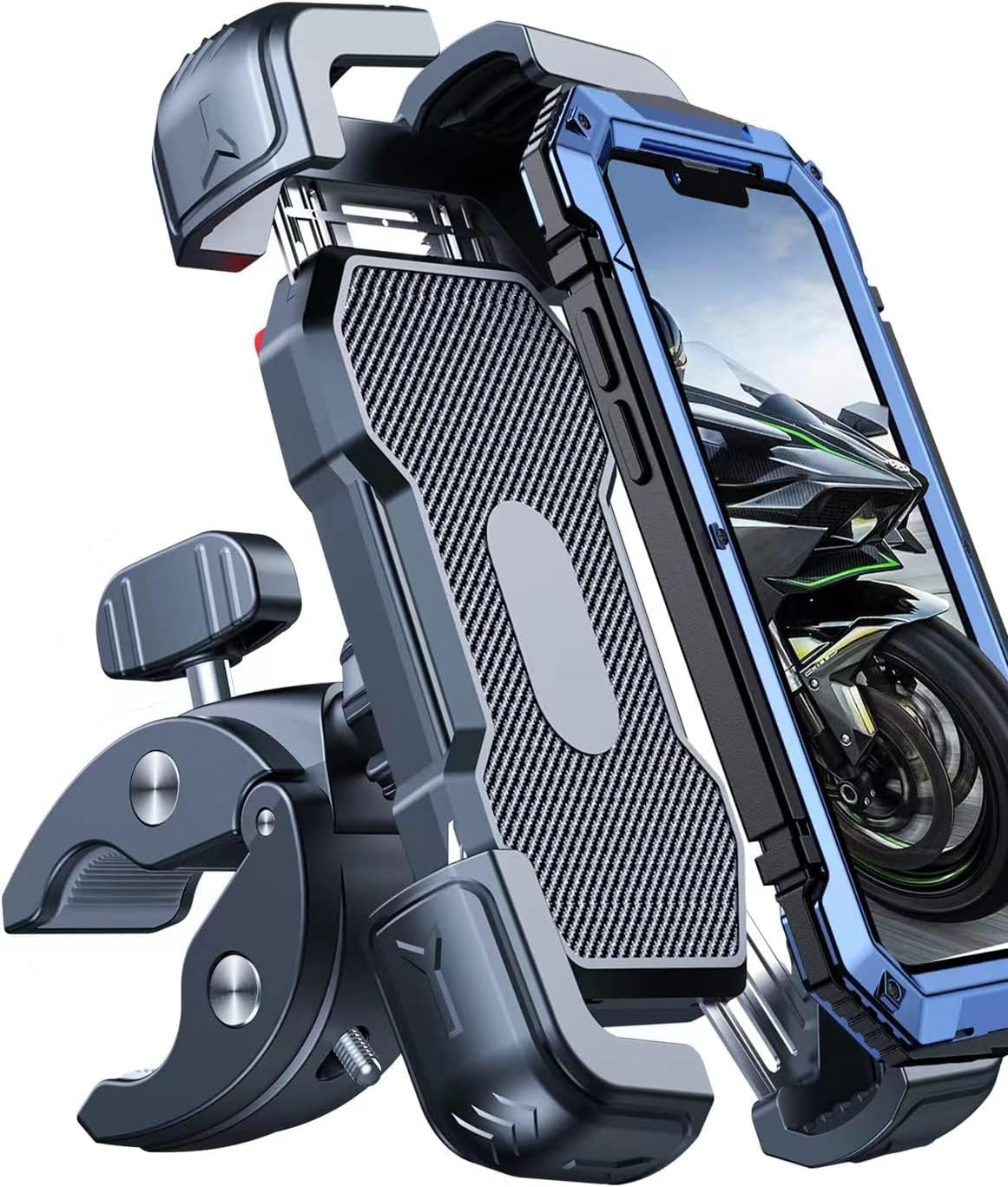 Motorcycle Phone Holder Bike, [150mph Wind Anti-Shake][7.2inch Big Phone Friendly] Adjustable Motorbike Phone Holder, [5s Easy Install] Phone Mount for iPhone 15, 4-7.2'' Devices