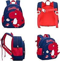 Vista 3 de Wenfyes Mochila para niños y niñas, mochila de dinosaurios para la escuelaviajes, mini mochila, Azul, Dinosaurio