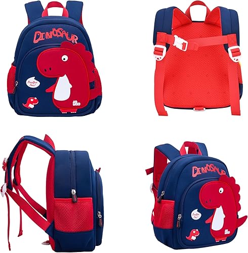 Miniatura 3 de Wenfyes Mochila para niños y niñas, mochila de dinosaurios para la escuelaviajes, mini mochila, Azul, Dinosaurio