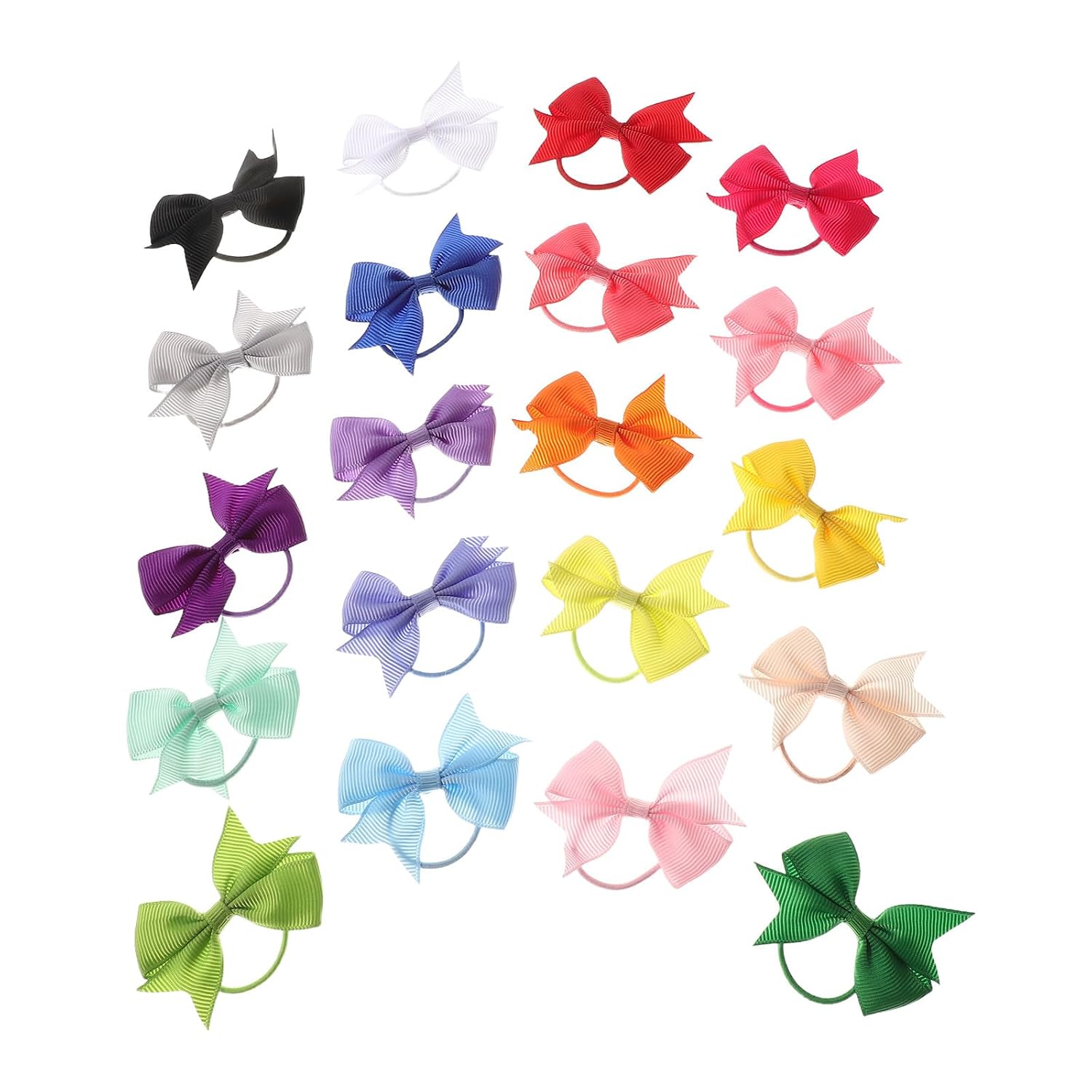 4pcs Baby Girls Hair Bows Ties - 2'' Mini Boutique Elastic Hair Rubber Ribbon Band Accessories for Kids Toddlers Infants