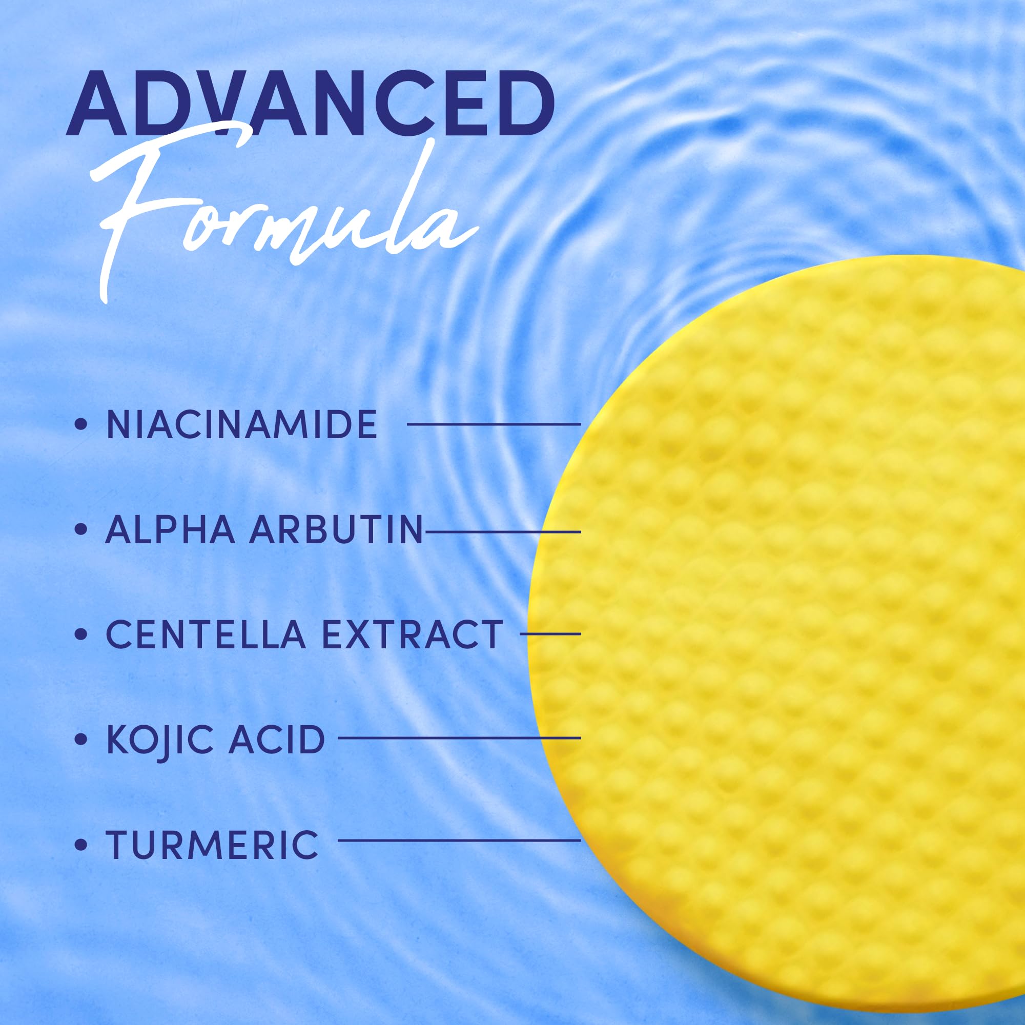 Turmeric Kojic Acid Cleansing Pads - Vitamin C Advanced Formula with Alpha Arbutine, Niacinamide and Centella Asiatica Extract, 30 Pads, for Face Cleansing and Exfoliation