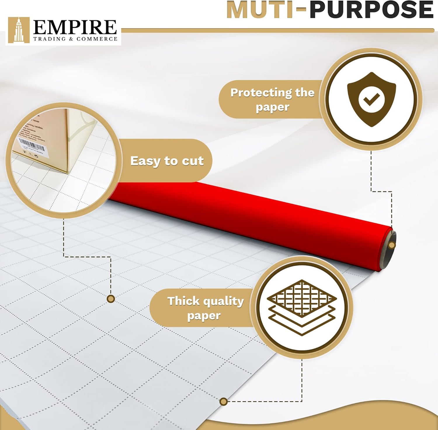 Empire Bright Red Wrapping Paper, 44cmx500cm Gift Wrapping Paper, 80