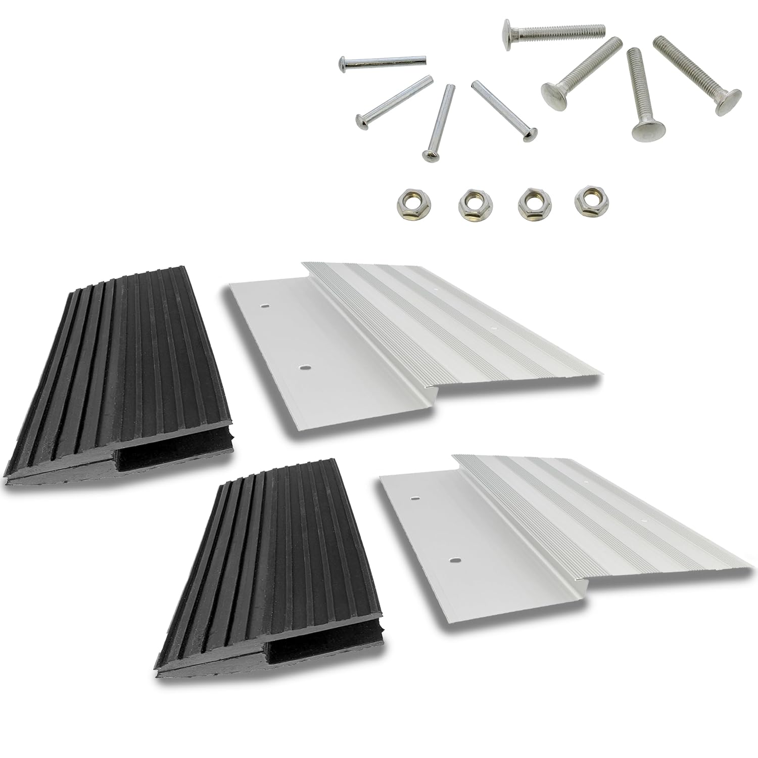 BISupply Aluminum Ramp Kit 12” Inch Truck Ramp Brackets and Rubber