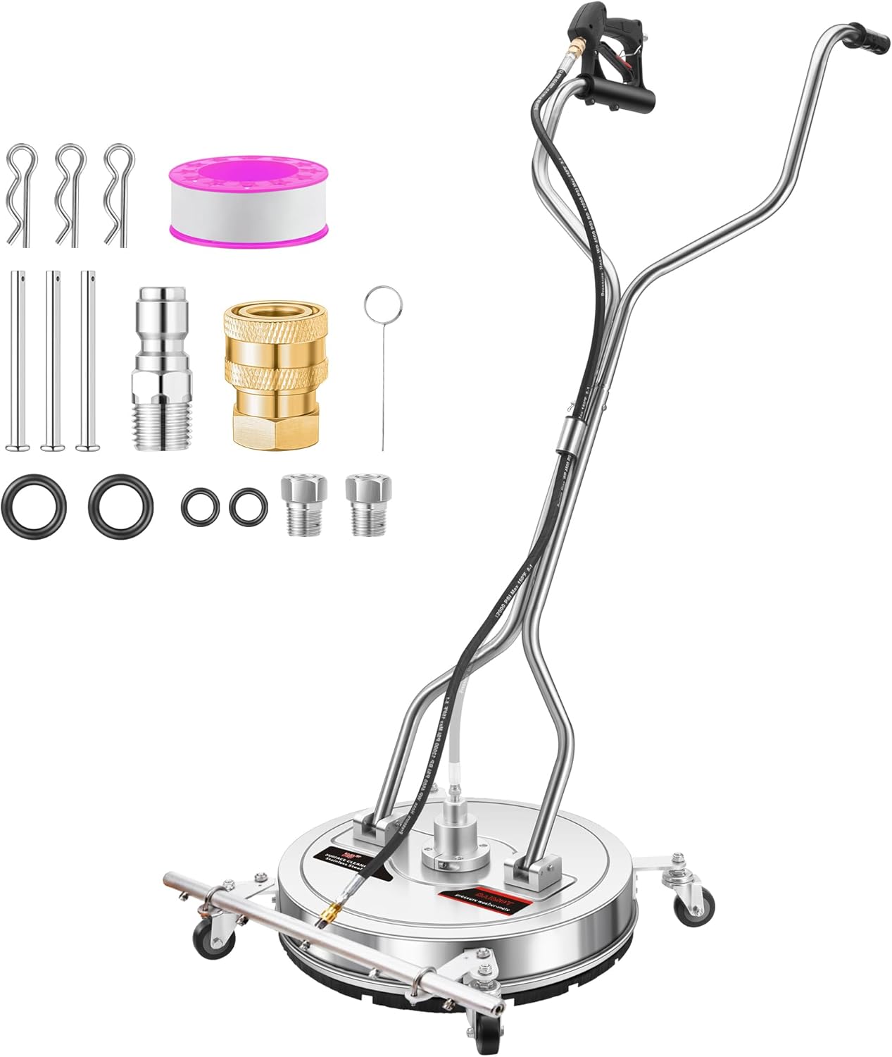 14" Pressure Washer Surface Cleaner with 4 Wheels - Stainless Steel Surface Cleaner for Pressure Washer Attachment for Concrete, Patio, Sidewalk, Deck and Driveways