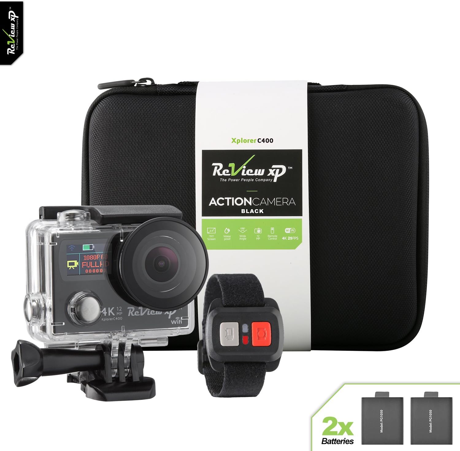 Review XP 4K Action Camera Wi-Fi Waterproof 12MP 25fps HD Sports Video Underwater Camcorder 170ยฐ Angle Dual Screen 2 Batteries Accessory Kit Carrying Case Remote Control โ Black