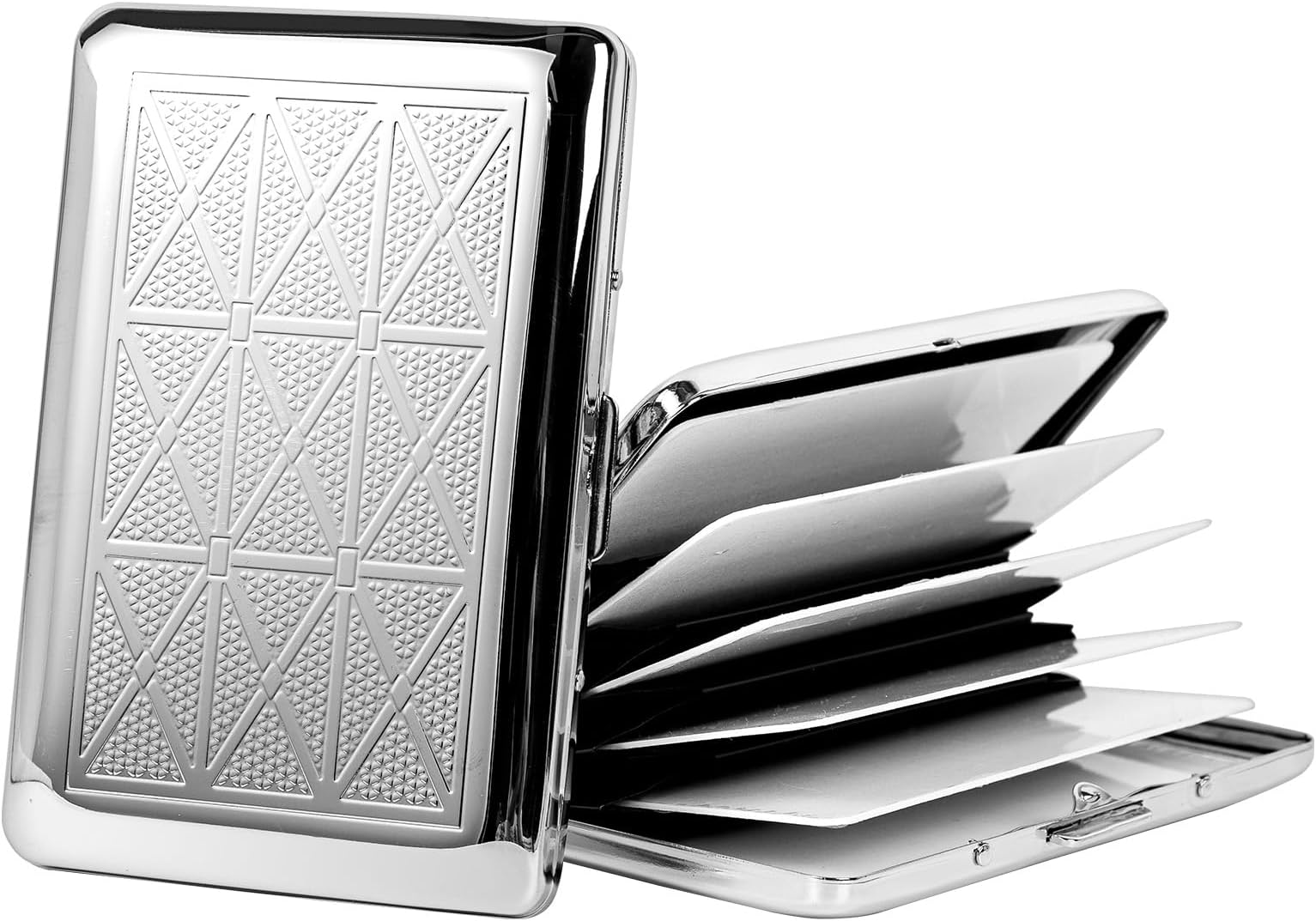 RFID Credit Card Holder Protector Metal Credit Card Wallet Business Card Holder for Women and Men-Can Hold 5 Bank Cards (Silver)