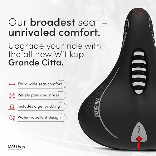 Miniatura 2 de Wittkop - Asiento de bicicleta de gran tamaño para bicicleta Peloton y bicicleta +, asiento de bicicleta cómodo, compatible con bicicletas Peloton,