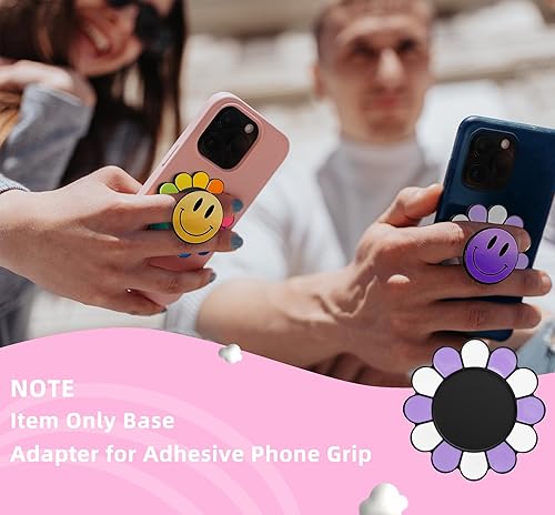Miniatura 3 de metisinno Base magnética compatible con agarres de teléfono PopSocket y fundas MagSafe para iPhone, patrón de girasol morado y blanco