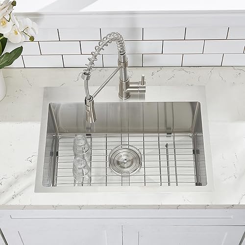 Miniatura 3 de VCCUCINE - Fregadero de cocina de 22 x 18 pulgadas, fregadero de cocina pequeño de calibre 16, fregadero de barra húmedo de acero inoxidable hecho a