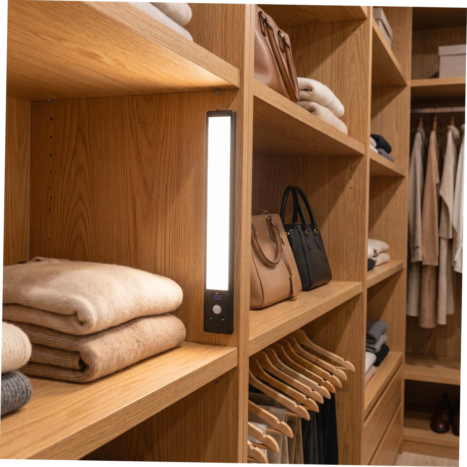 HANABASS 4 Piezas Luces Sensor de Movimiento para Debajo del Gabinete en Cocina, Batería Recargable, Diseño Compacto y Material de Aleación de Aluminio Negro, Ideales para Pasillos y
