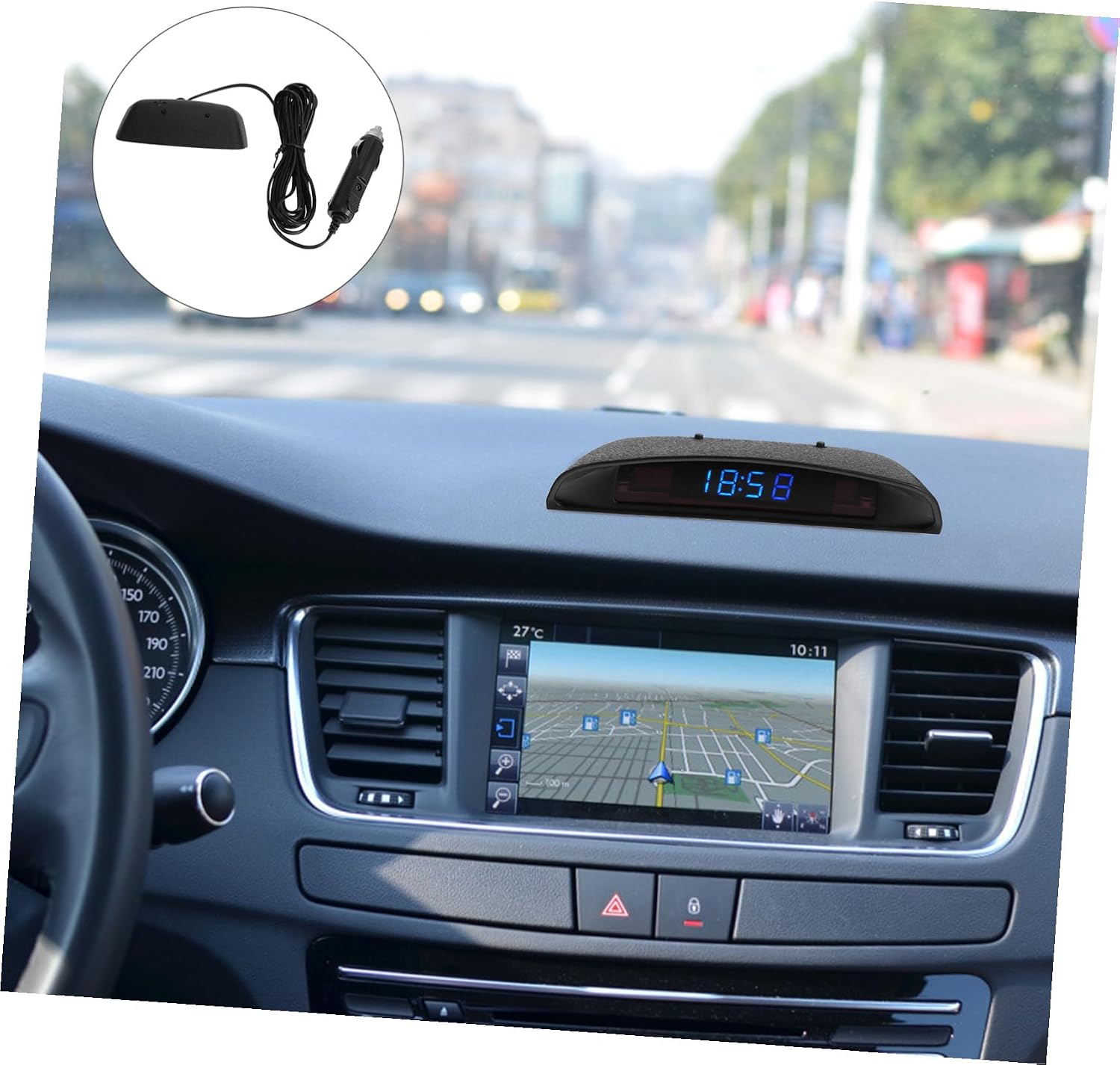 High Precision Car Digital Clock with Luminous LED Display Temperature Correction Voltmeter Gauge Streamlined Design for Vehicle Dashboard Auto Interior Compatible