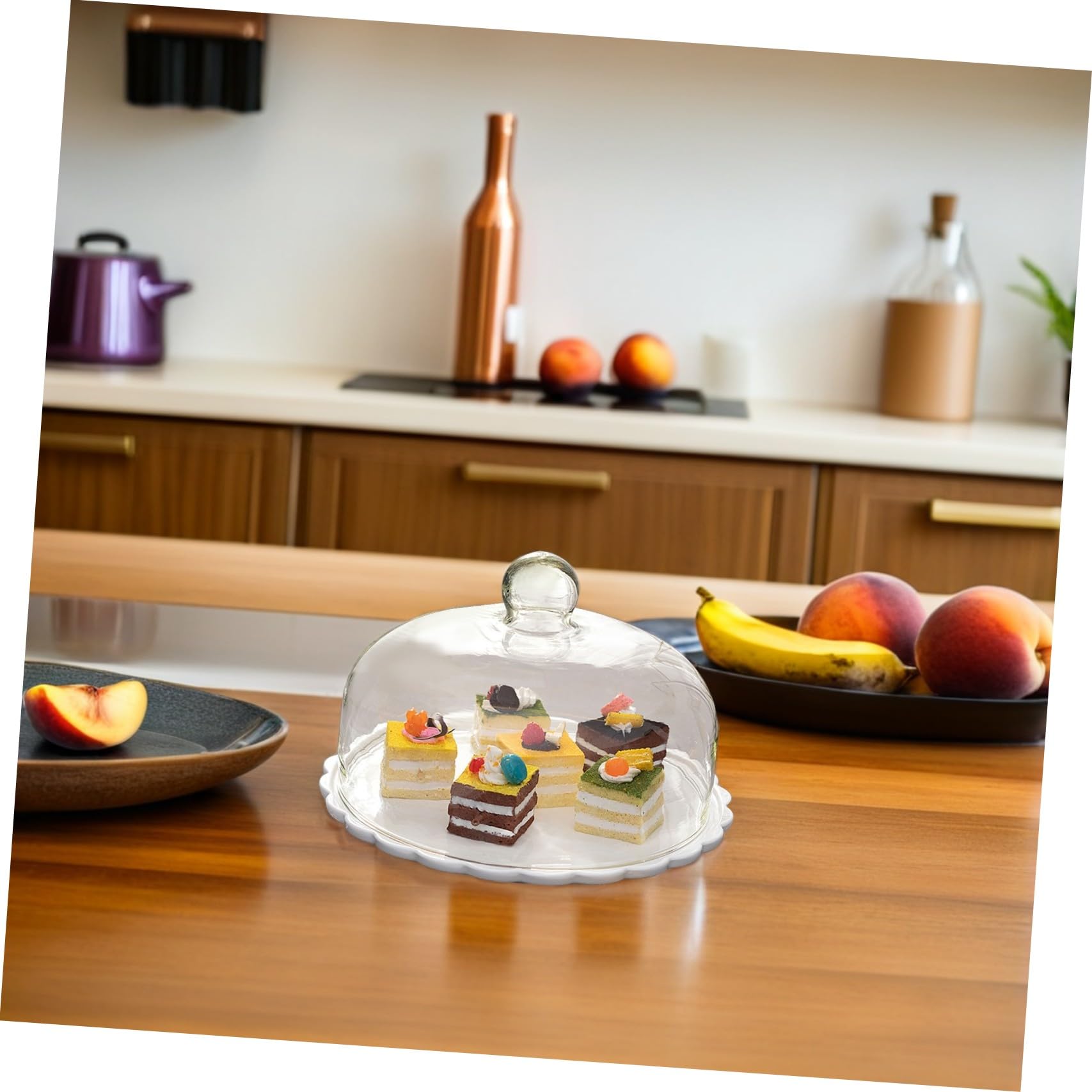 Tortenpräsentationsabdeckung 1 Satz Glas Keramik Weiß, Kuchenhauben