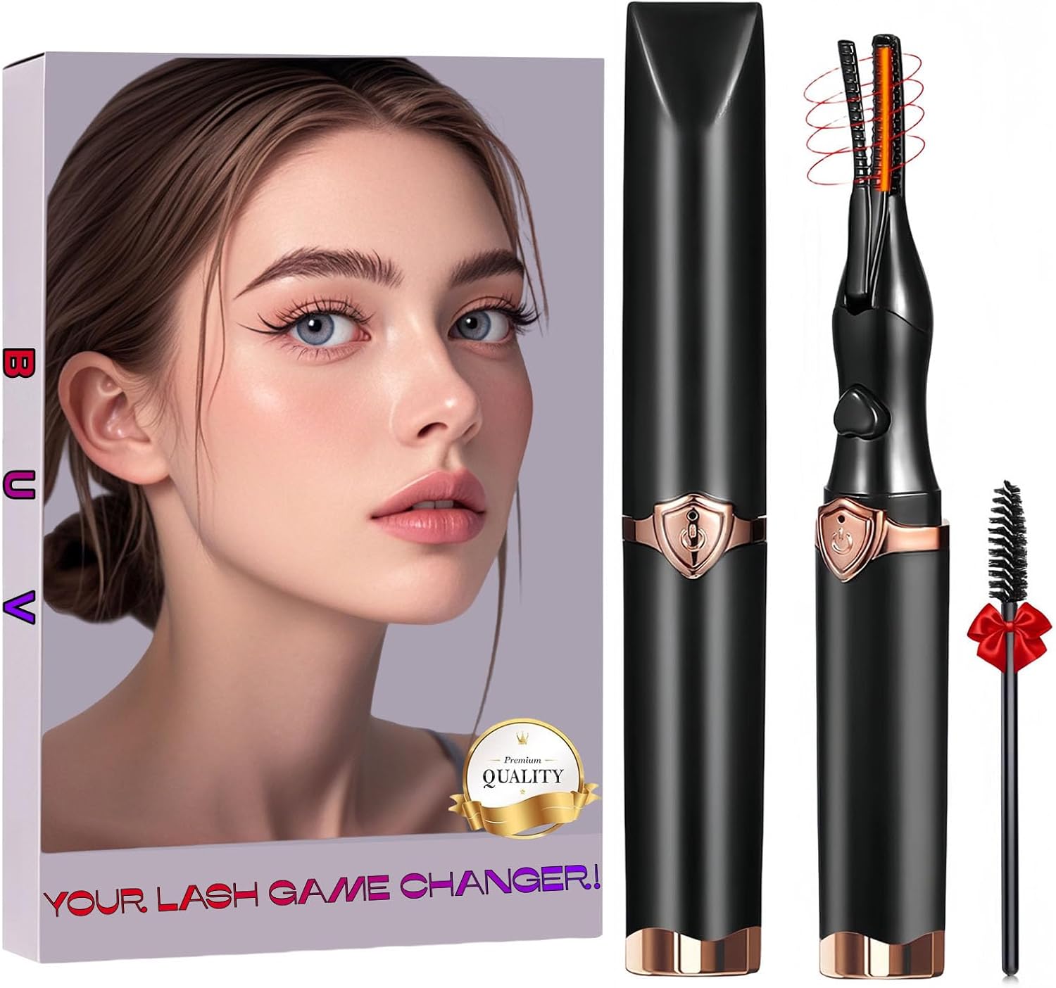 Heated Eyelash Curler – 2 in 1 Clip-Type Eyelash Curlers – Electric Eyelash Curler Rechargeable for 24H Long Lasting, 3 Heating Modes, 8S Fast Heating, Makeup Tool Gifts for Women Girls, Black-B