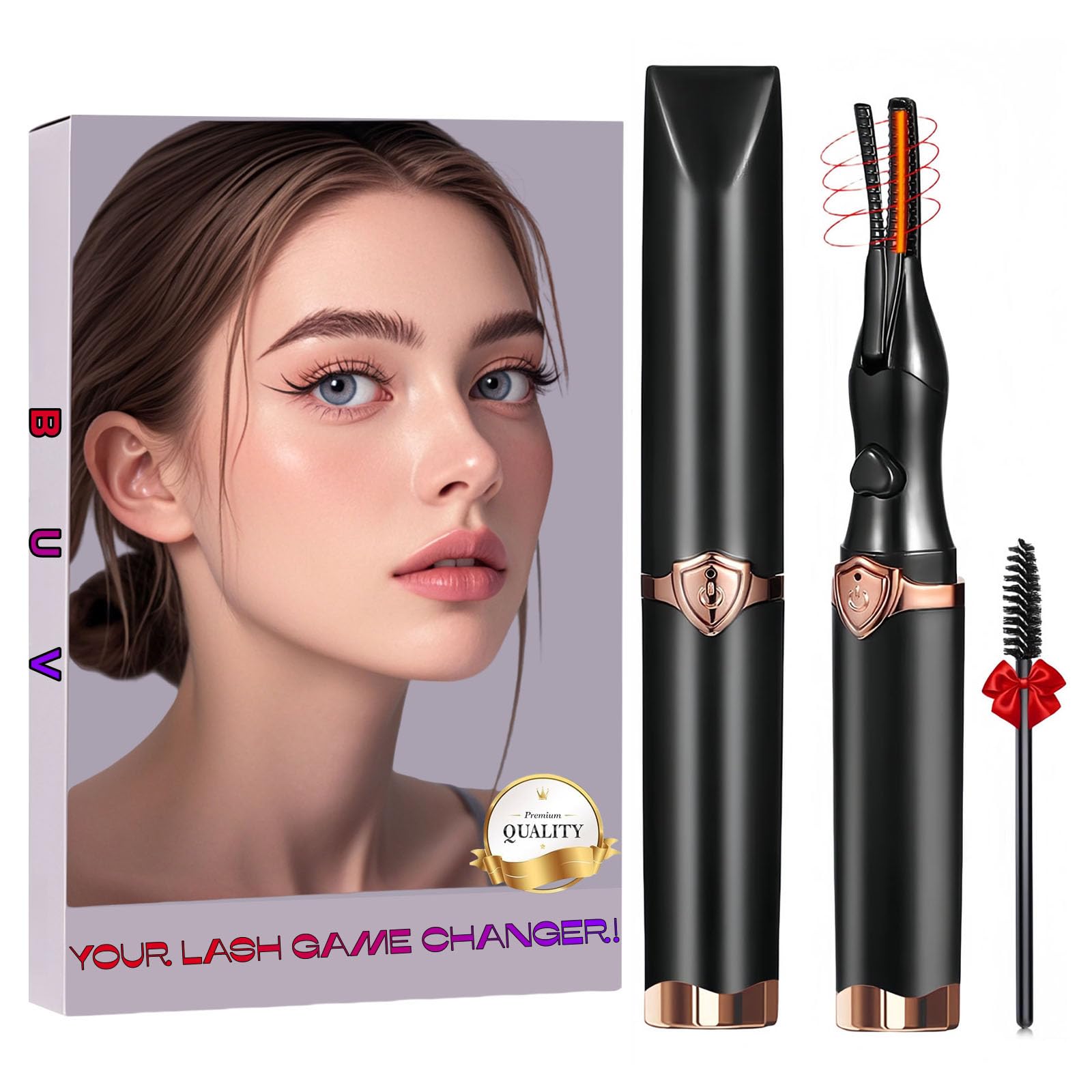 Heated Eyelash Curler - 2 in 1 Clip-Type Eyelash Curlers - Electric Eyelash Curler Rechargeable for 24H Long Lasting, 3 Heating Modes, 8S Fast Heating, Makeup Tool Gifts for Women Girls, Black-GB