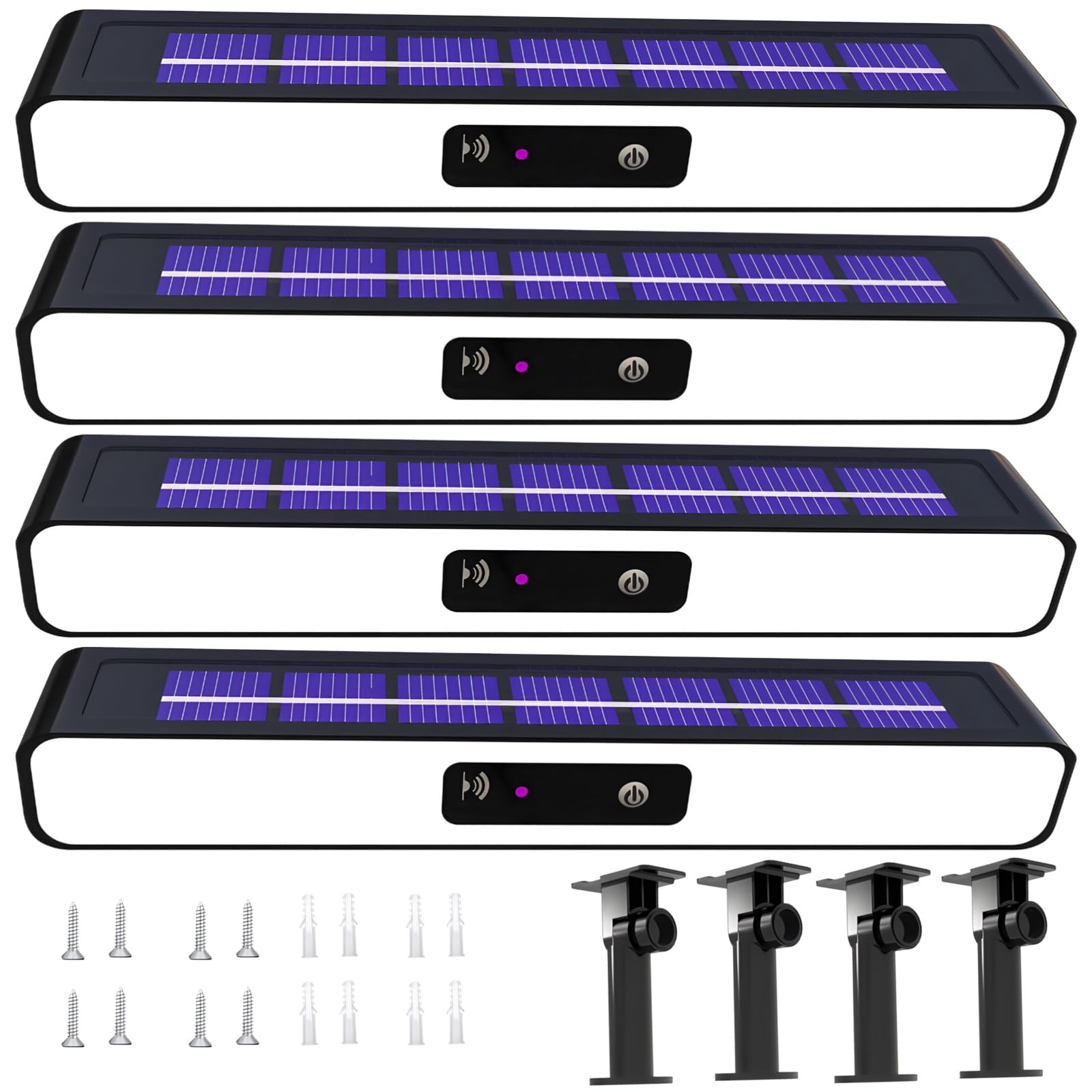 4 luci stroboscopiche a energia solare rossa e blu, luci a clip per esterni, materiale ABS, funzionamento semplice con pulsante, ideale per pareti del giardino e decorazioni esterne
