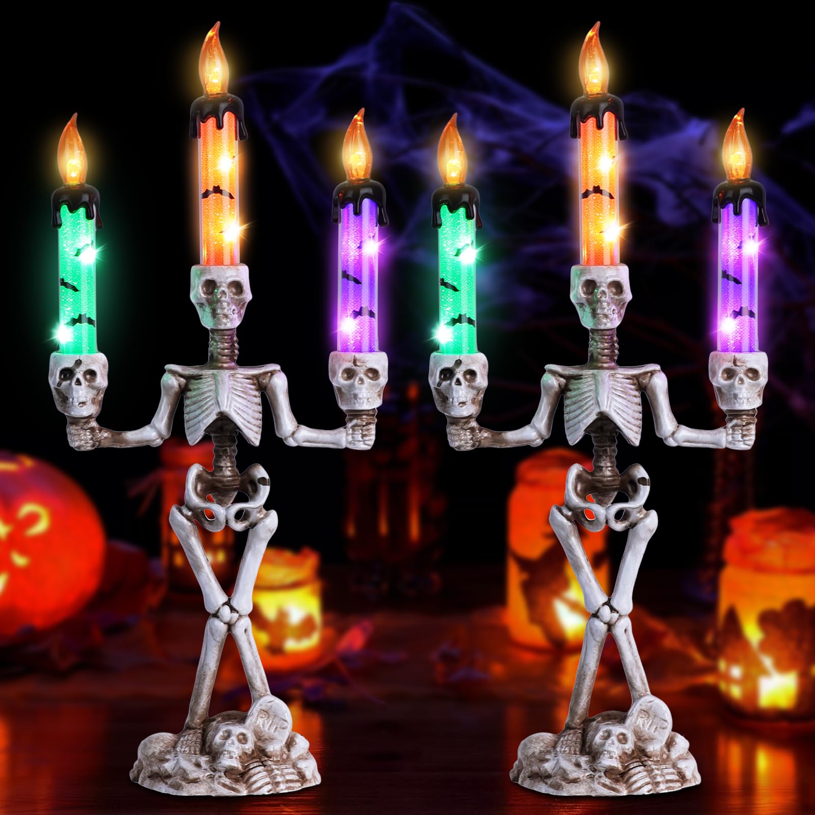 Amazon.com: MEETYAMOR 2 Pcs Skull Halloween Candelabra Decorations