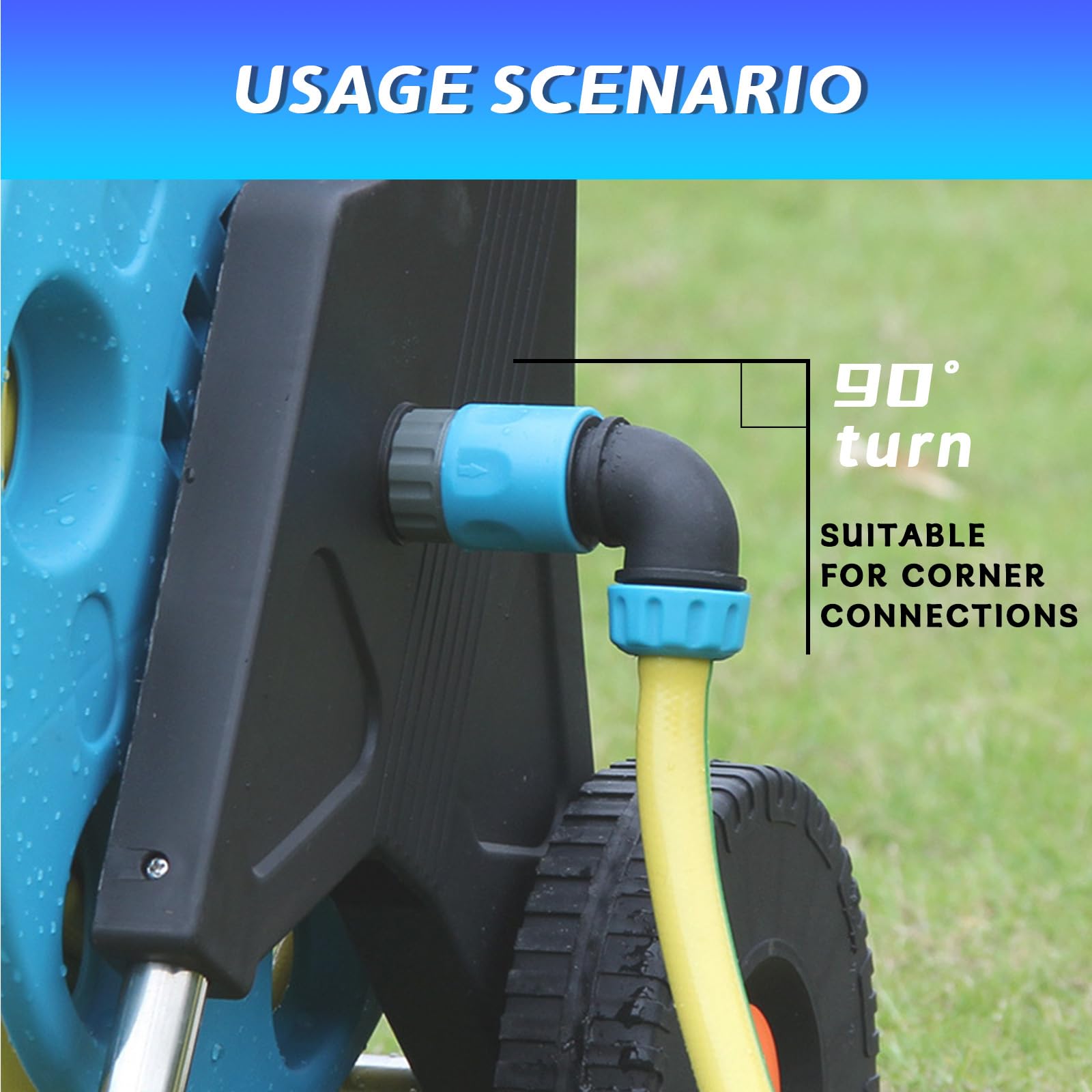 Gartenschlauch Schnellkupplung Winkeladapter, 1/2 Zoll, 90 Grad - 2-tlg. Set, Grün, Für Bewässerung & Autowäsche