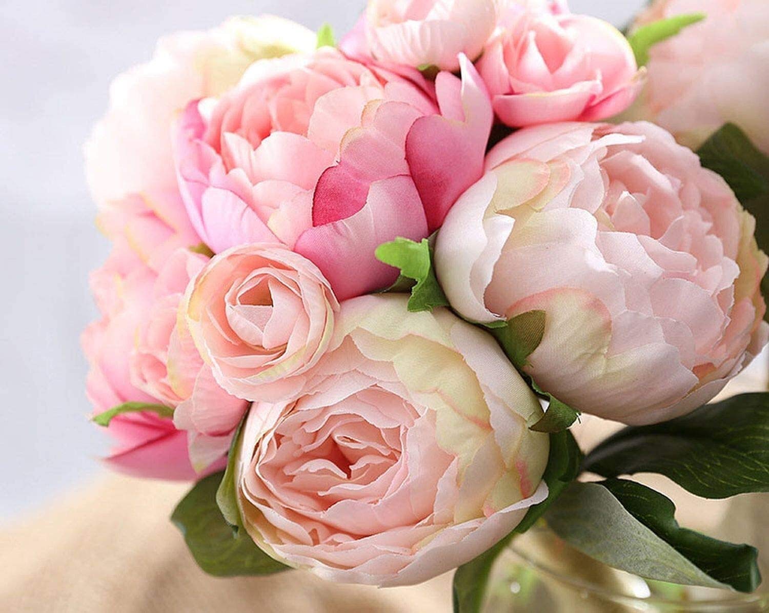 Bouquet da sposa romantico fatto a mano, bouquet da sposa bouquet da sposa artificiale rose di seta peonie fiore artificiale rosa bianco bouquet da damigella d'onore, bouquet da sposa (bouq
