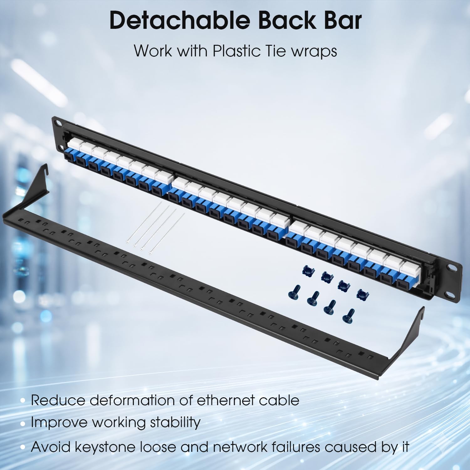 Pannello patch in fibra monomodale SC/UPC OS1/OS2 a 24 porte 1U, rack da 19