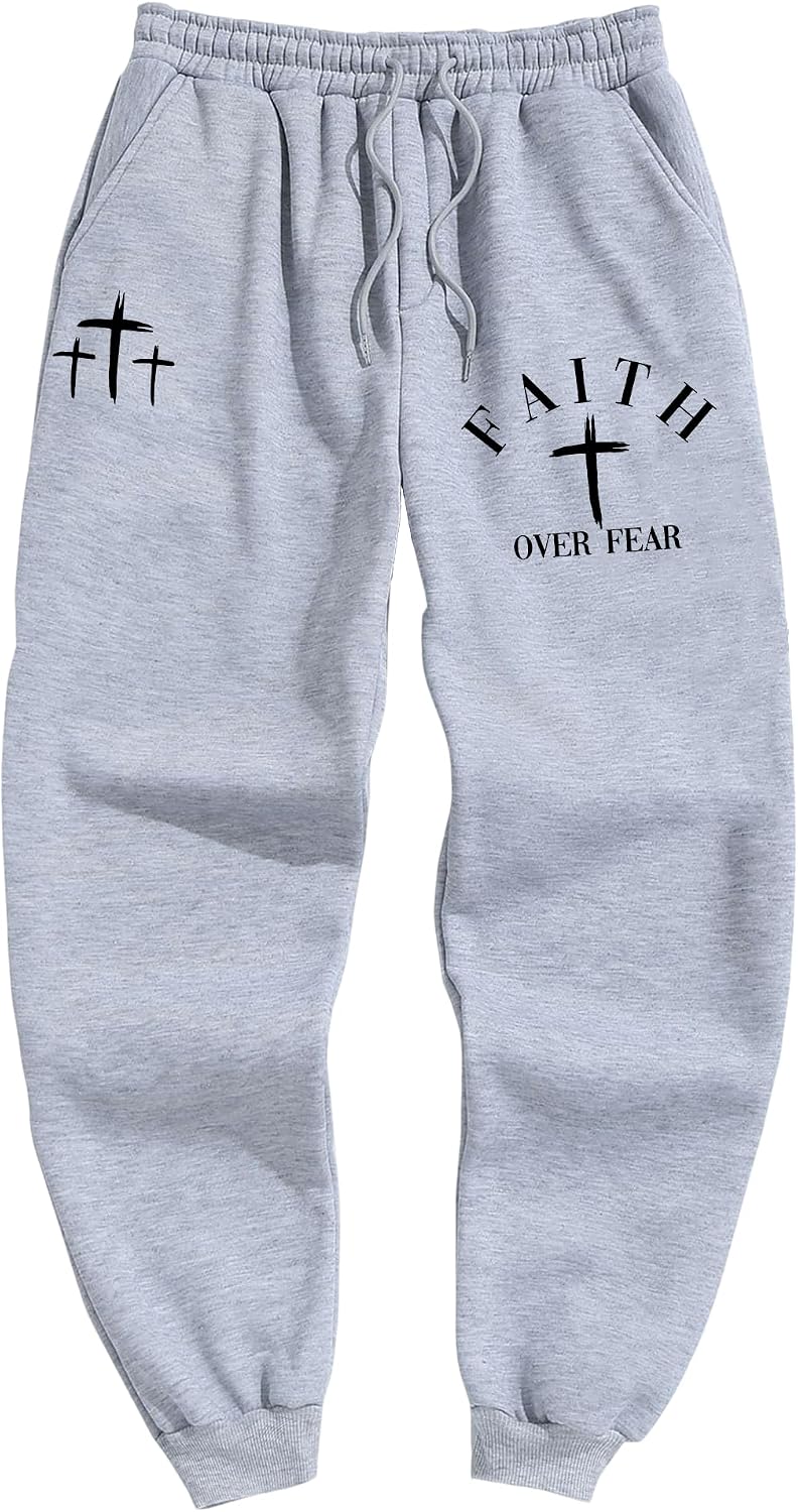 Men’s Graphic Sweatpant Baggy Elastic Waist Drawstring Pants Gym Athletic Jogging