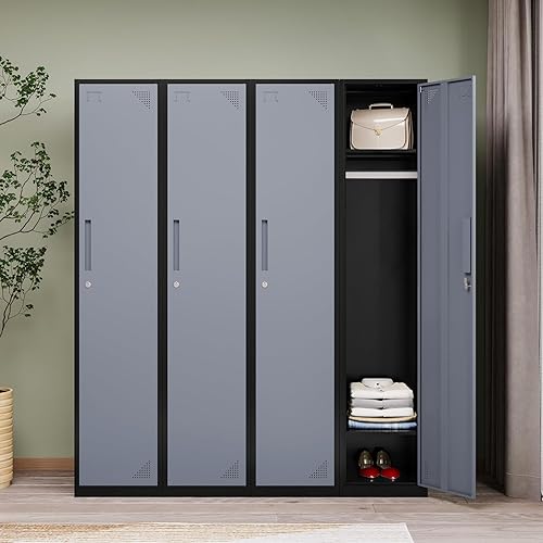 Vista 31 de Armario de metal para escuela, hogar, oficina, gimnasio, armarios de almacenamiento de acero para empleados y estudiantes, armario de almacenamiento