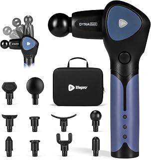 DynaFlex Percussion Massage Gun, Rotating Arm, 10 Heads, 16 Speeds | Self-Reach Upper Back & Shoulders, No Partner Needed Rotating Arm Locks 0°, 30°, 60° & 90°, 1,500–3,300 RPM, Deep Tissue Gun