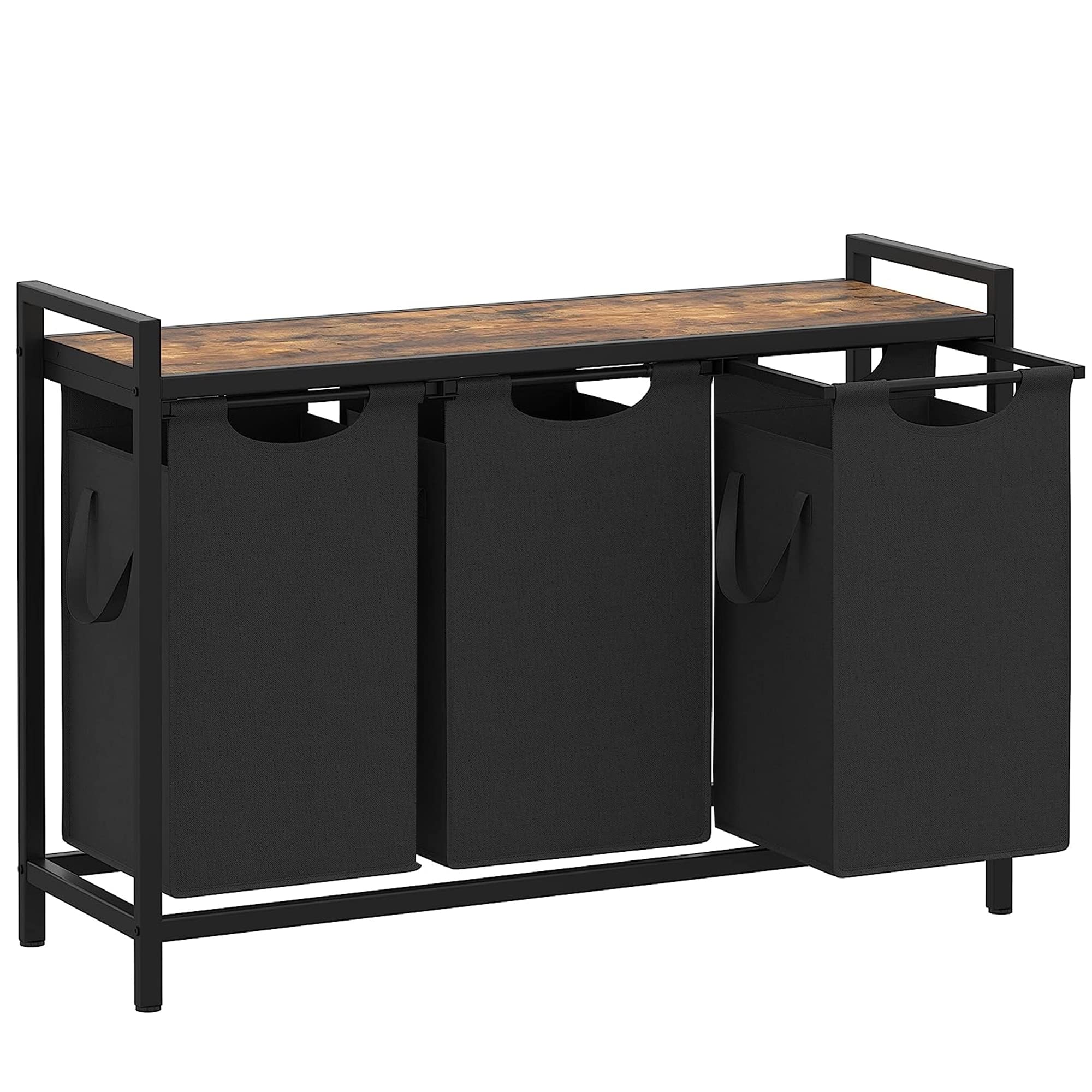 Heybly Laundry Hampers, 3 Ã— 12.5 Gal Laundry Basket with Large Desktop Sorter for Laundry Room organization, Bathroom and Dorm Laundry Bags on Storage Shelf Rustic HLH003SR