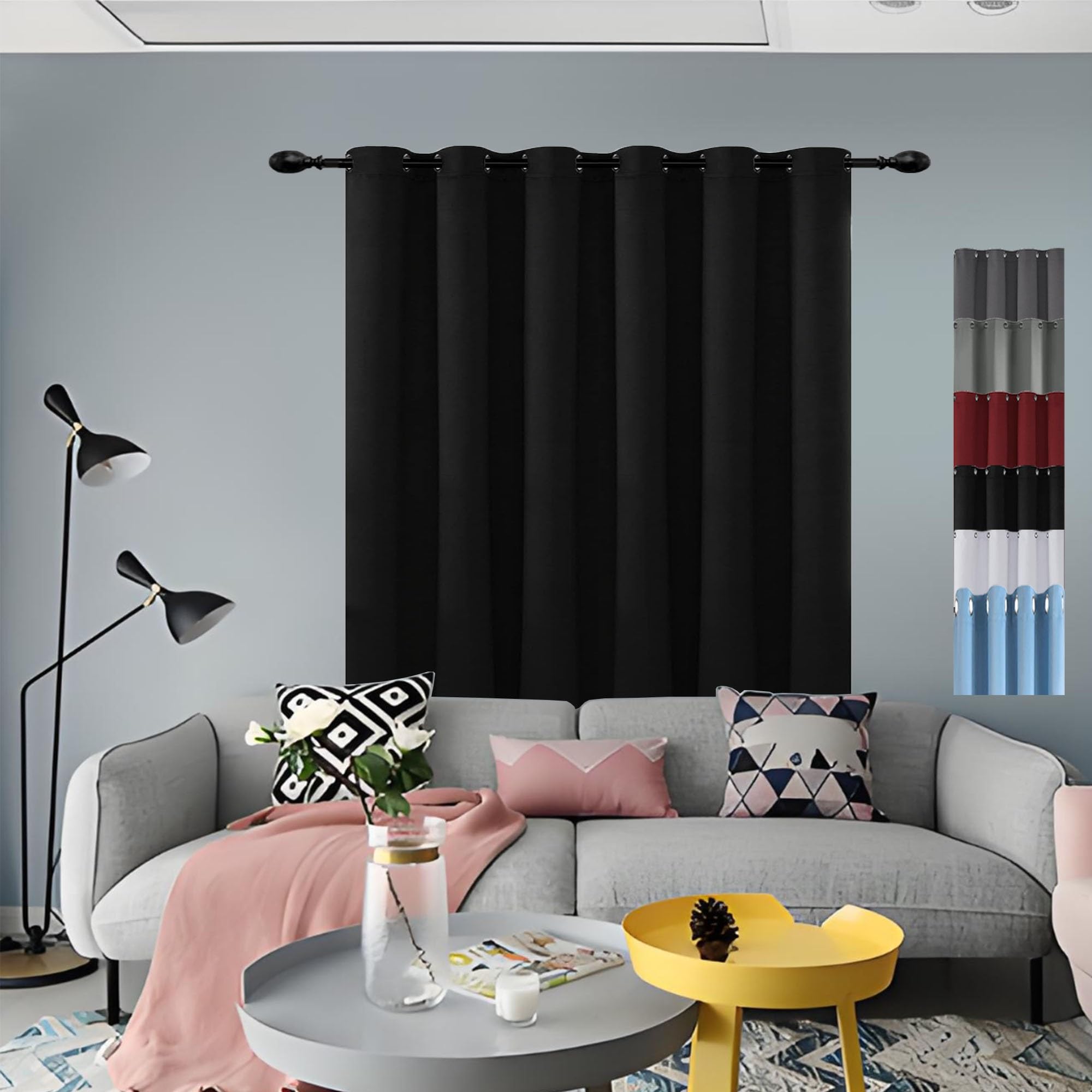 Rideaux 100% polyester anti chaleur avec rideau occultant noir de dimension 240x120