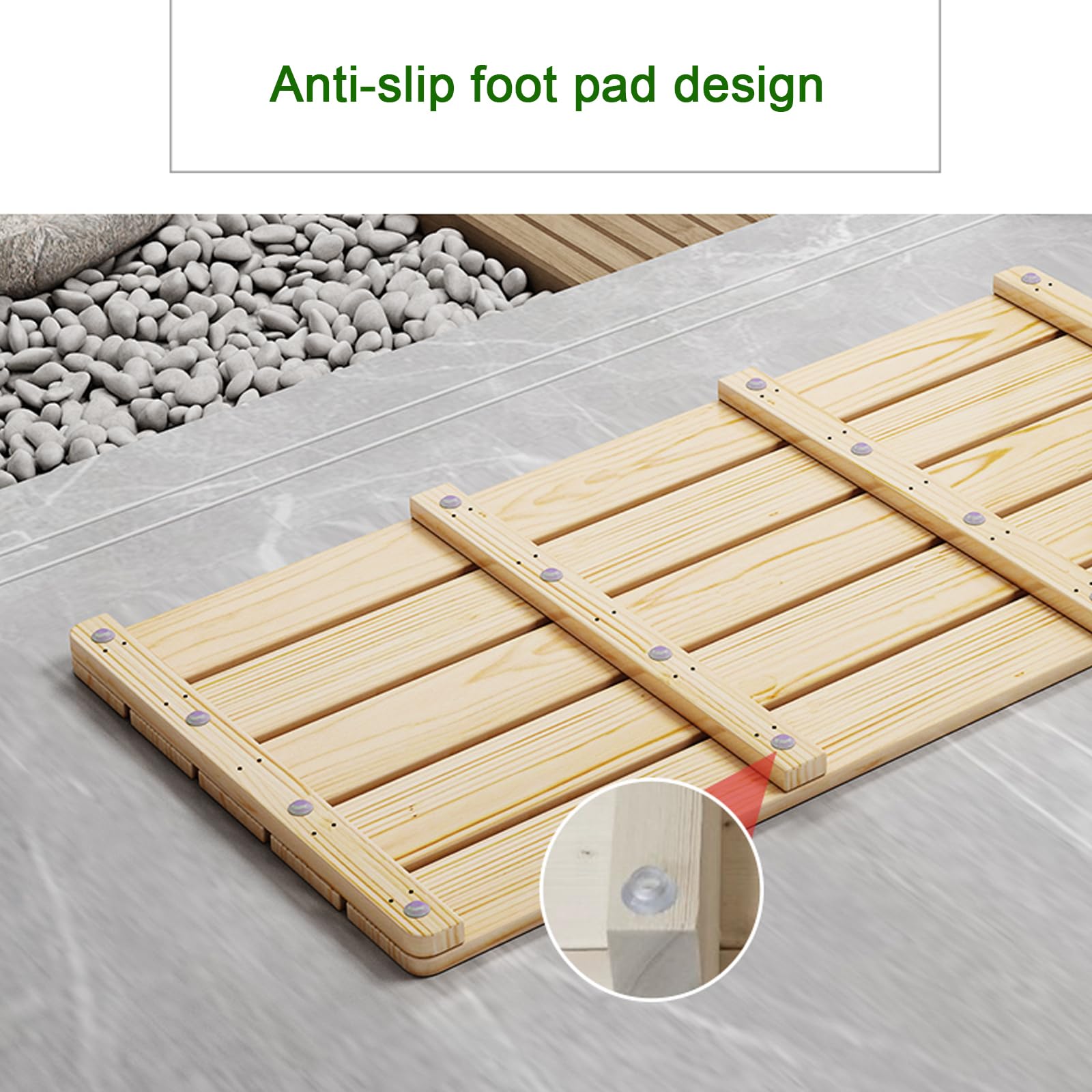 Caillebotis de Douche Rectangulaire,Tapis de Bain en Bois Naturel,Tapis de Bain en Bambou,Tapis de Douche Antidérapant pour Cuisine et Salle de Bain,Tapis de Séchage Imperméable (30x60cm/12x24in)