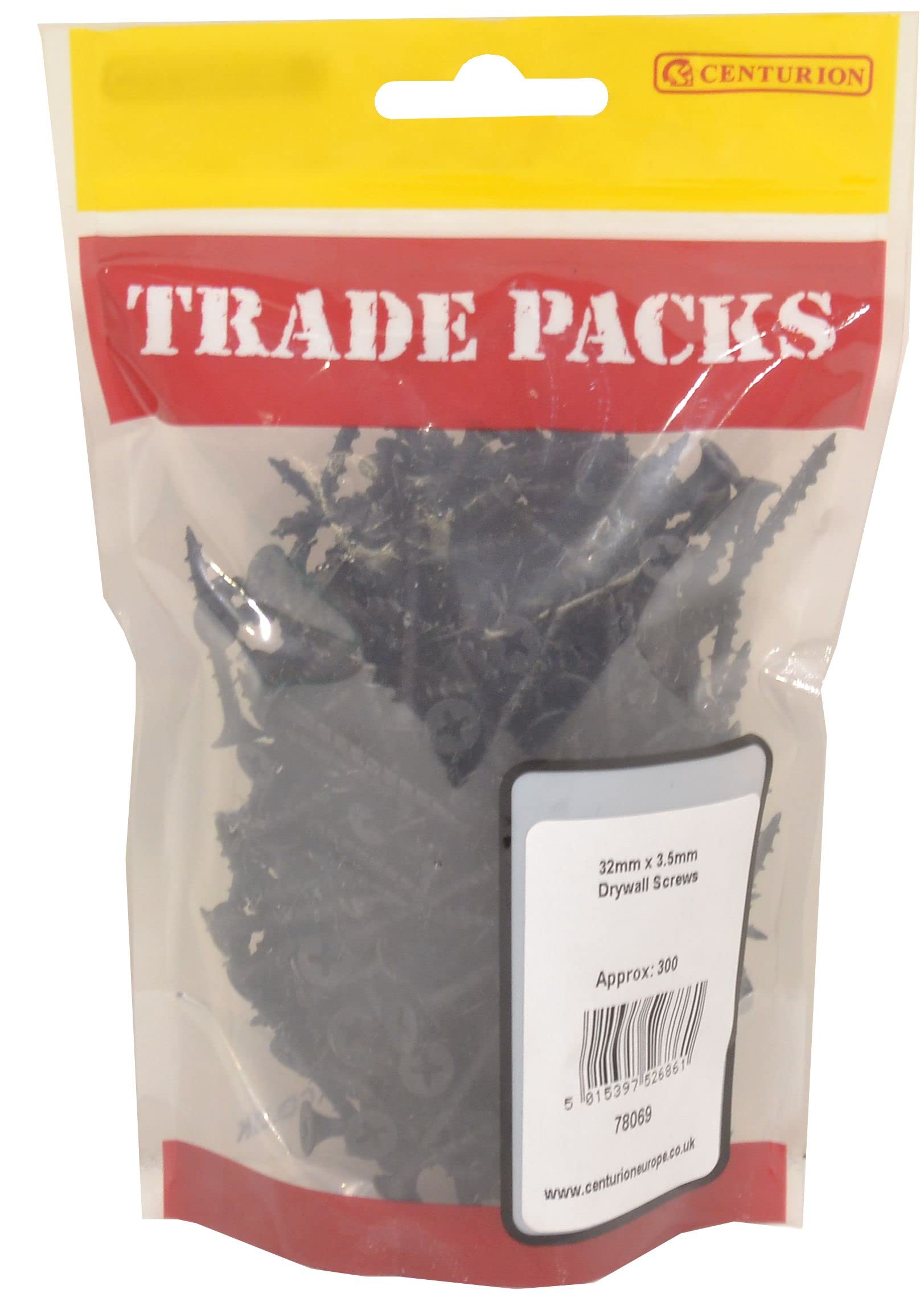 Centurion 78069 Pozidrive Countersunk  Plasterboard   Drywall  Screws, 3 Pack, 900 Pieces, 3.5 x 32mm, Black Phosphate Coating