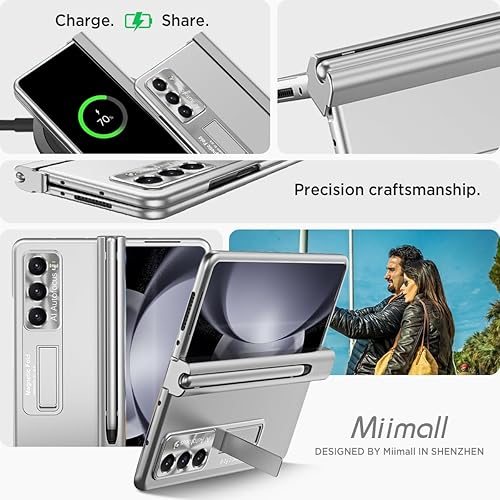 Miniatura 7 de Miimall Funda para Samsung Galaxy Z Fold 5 con S Pen, Fold 5 Pen con soporte para bolígrafo + película de lente + película protectora de pantalla
