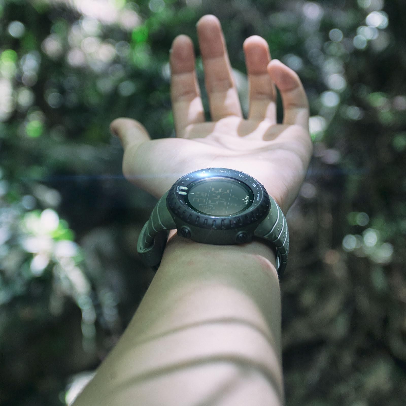 SMAEL Reloj digital 1237 para hombre con diseño elegante, funciones multifuncionales y cronometraje fiable, mantente en el camino con estilo (verde militar), Verde militar.