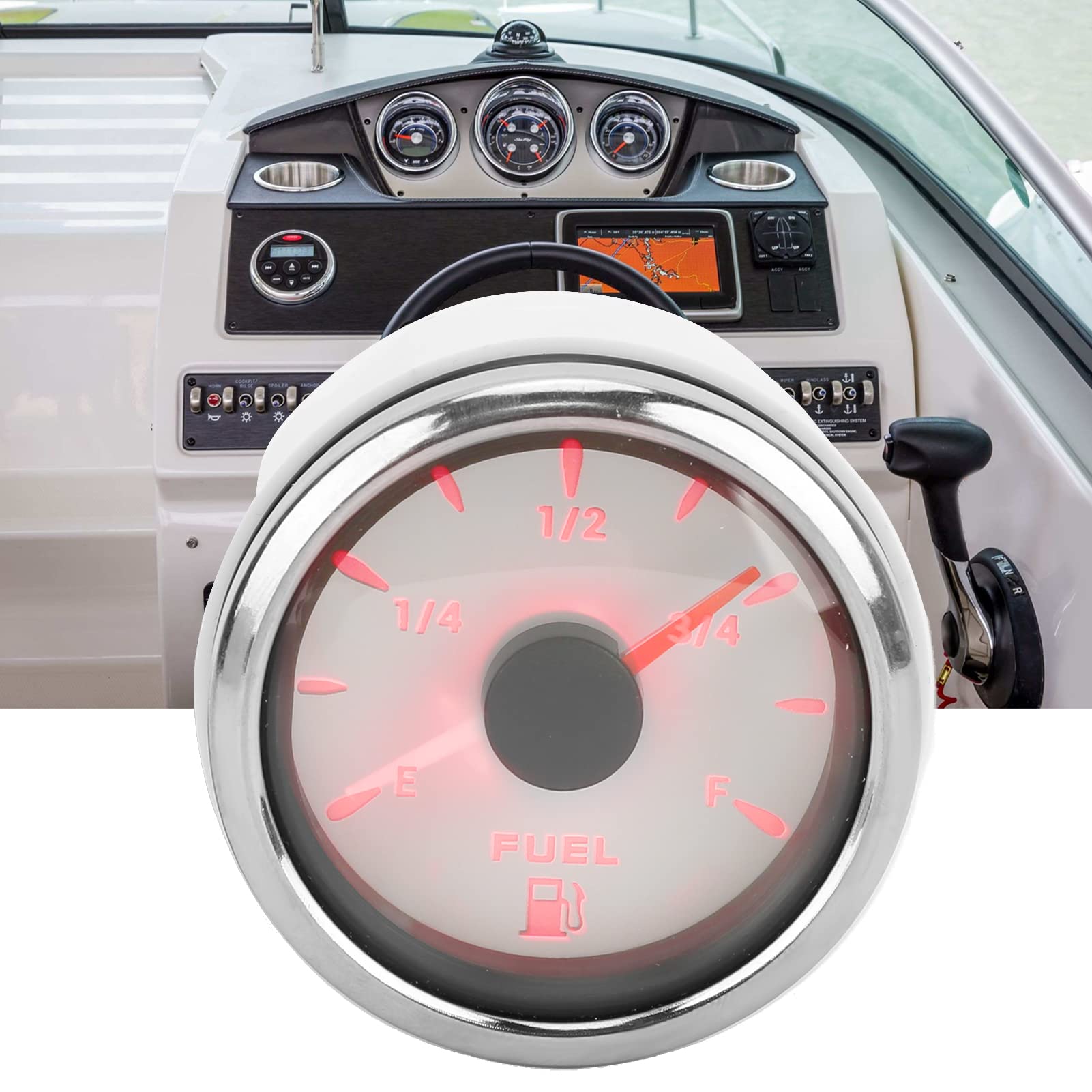 Misuratore serbatoio carburante, alta precisione 0‑190Ω Indicatore livello carburante Basso consumo energetico per barca per yacht per camper(bianco)