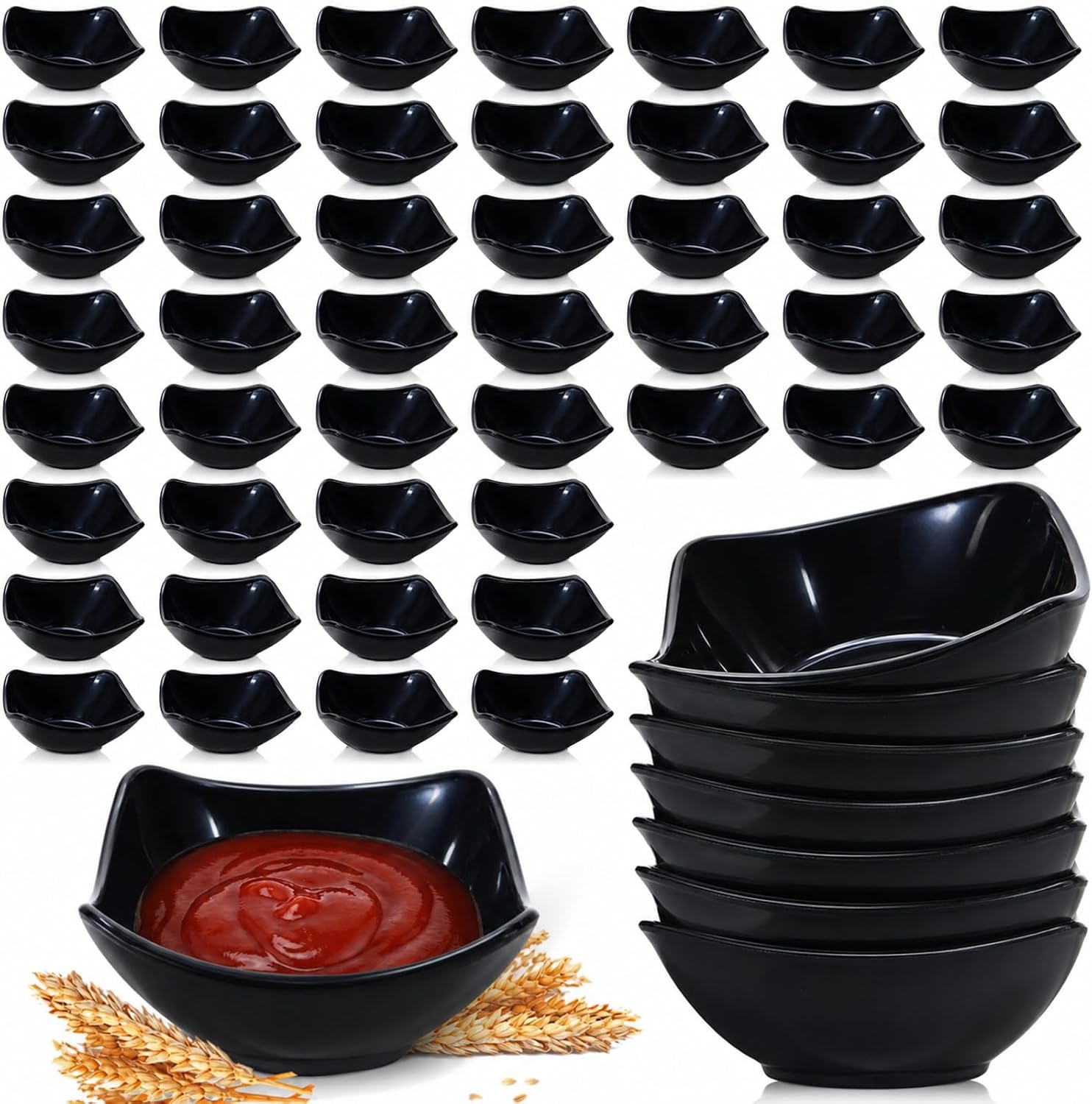 100 Pcs 4.5 oz Wheat Straw Dipping Bowls Bulk for Sauce