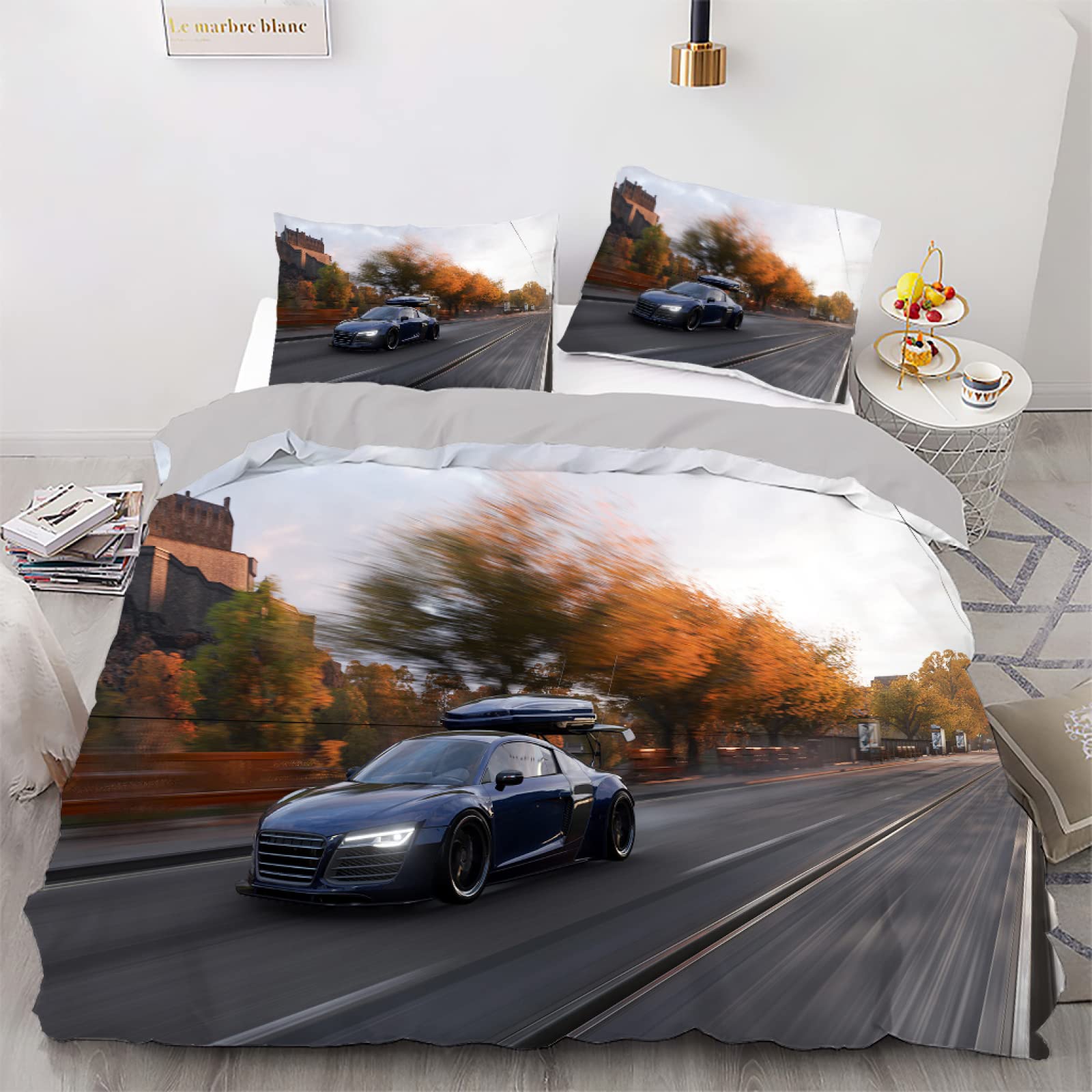 Housse de couette ado voiture noire pour décorer une chambre de garçon ou fille