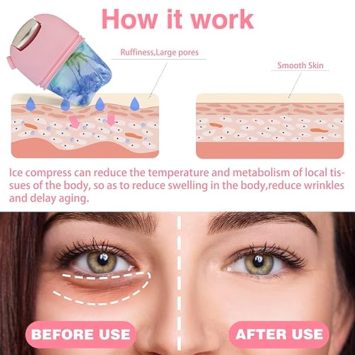 Miniatura 5 de SYMFLOOR Rodillo de hielo 2 en 1 para cara y ojos, mini rodillo facial de silicona de belleza, soporte de hielo para aliviar la hinchazón facial,