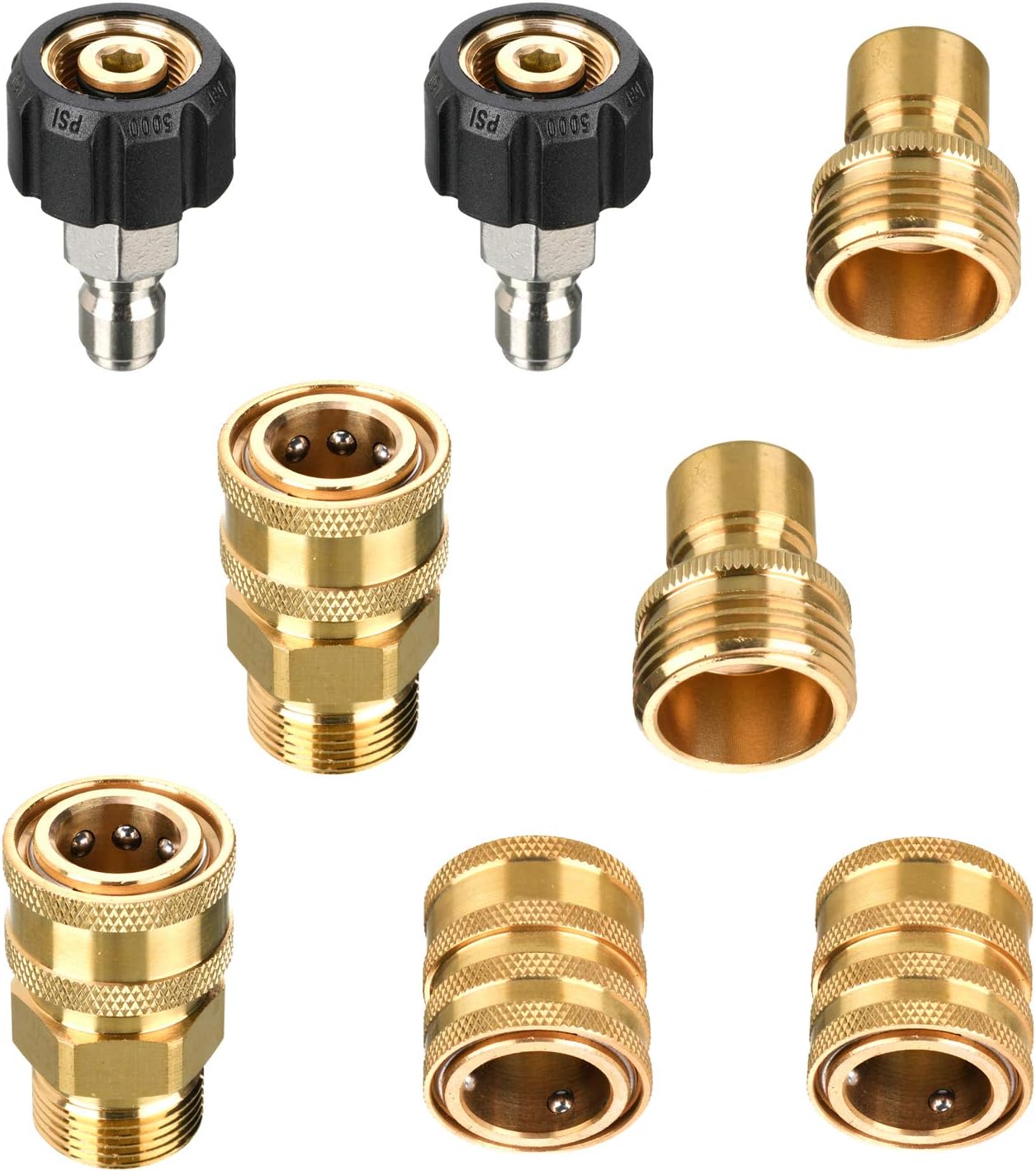 Tool Daily Pressure Washer Adapter Set, Stainless Steel Quick Connect Kit, M22 14mm to 3/8" Quick Disconnect Kit for Power Washer, 8 PCs