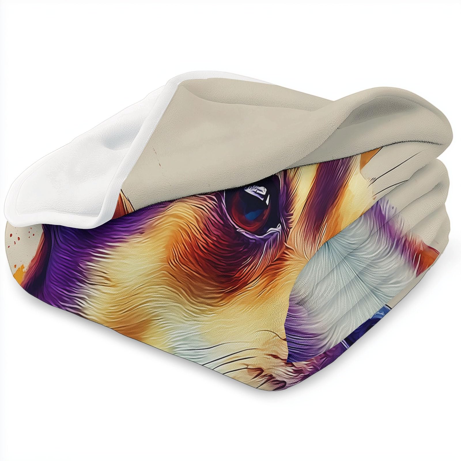 Miękki lekki piaskowy koc sherpa 221 x 239 cm dla dzieci dorosłych, akwarela zwierzęta, portrety psów, drukowana flanelowa pościel - hipoalergiczny ciepły koc narzuta na łóżko, sofę, krzesło, do