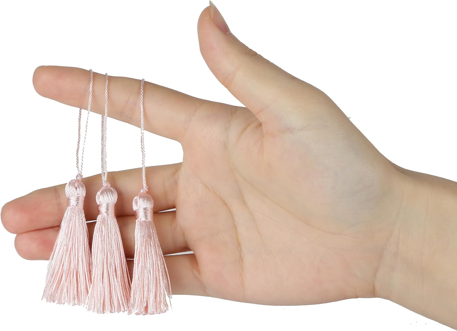 BEL AVENIR 45 pcs Mini Bookmark Tassels 3.75inch/9.5cm Silky Handmade Key Tassel with 2.15inch Cord Loop, DIY Craft Accessory,Tags (Light Pink, 45 pcs)…