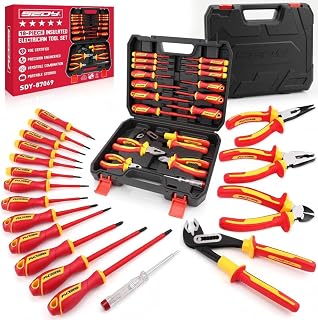 SEDY 18-Piece Insulated Electrician Tool Set, 1000V VDE Screwdrivers & Pliers Kit with Magnetic Phillips/Slotted Screwdriv...