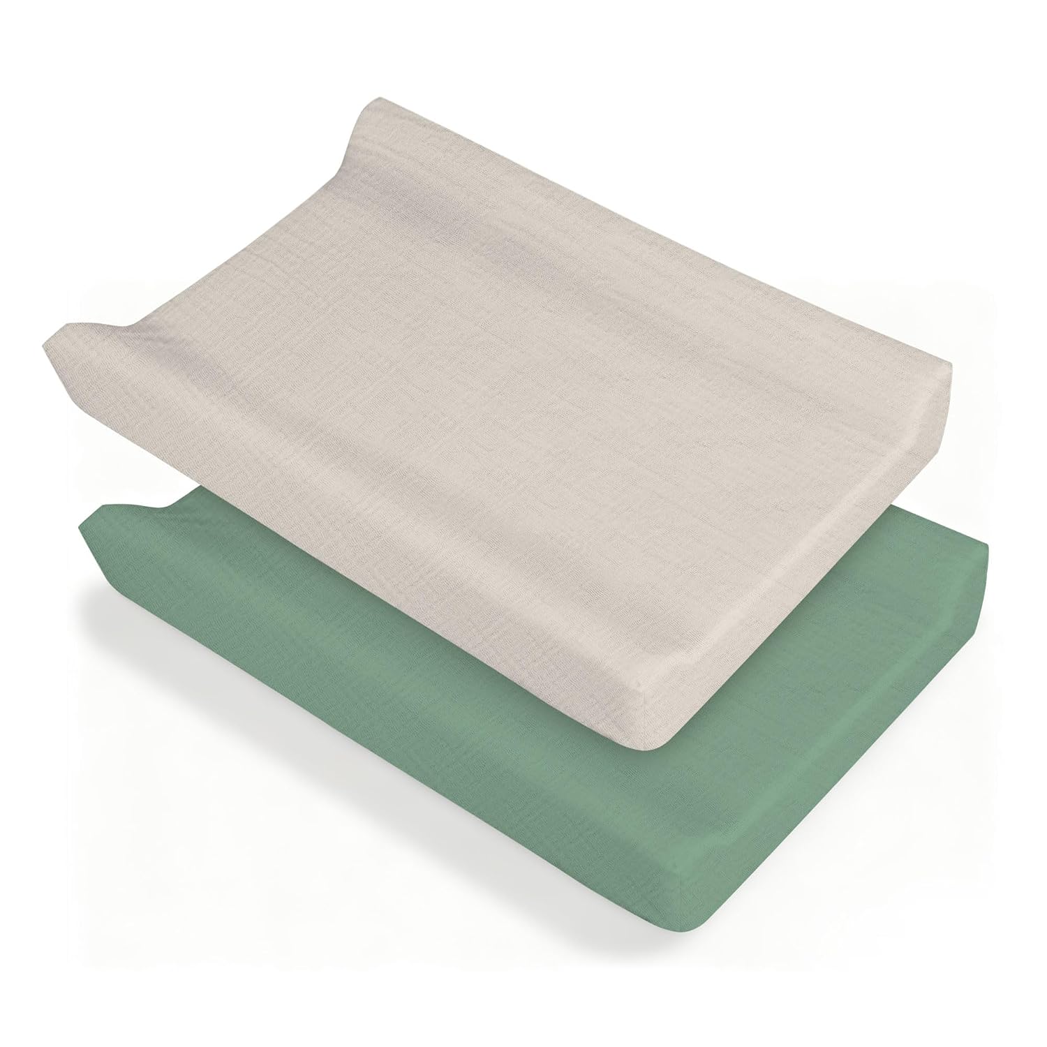Changing Pad Cover, 2 Pcs Super Soft and Breathable Cotton Diaper Pad Cover for Girls and Boys Changing Table Cover (Beige,Green)