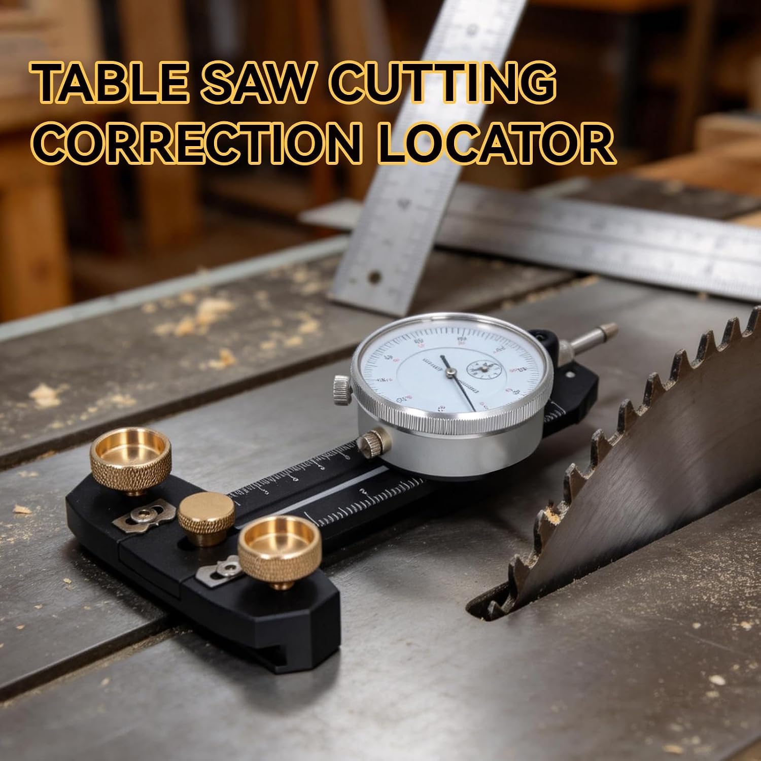 Thin Rip Jig Table Saw Jig Guide, Table Saw Alignment Gauge Calibrator Dial Indicator Thin Rip Jig Guide Accessories Woodworking Tool 0-120mm Adjustable (Black Set)