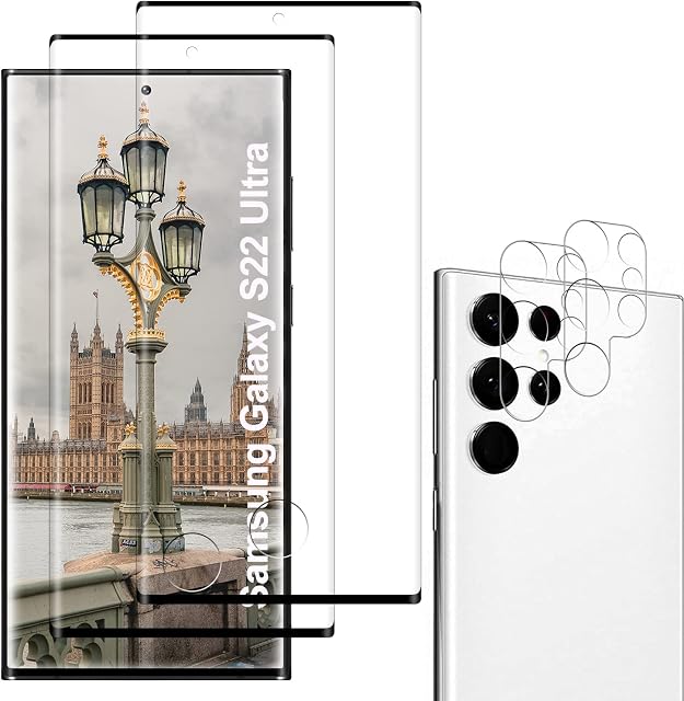 DOSNTO Screen Protector for Samsung Galaxy S22 Ultra Tempered Glass Full Coverage [Case Friendly] [Edge to Edge] [Bubble Free][Anti-Scratch][Touch Sensitive][Ultra HD] Screen Guard Saver Shield Film