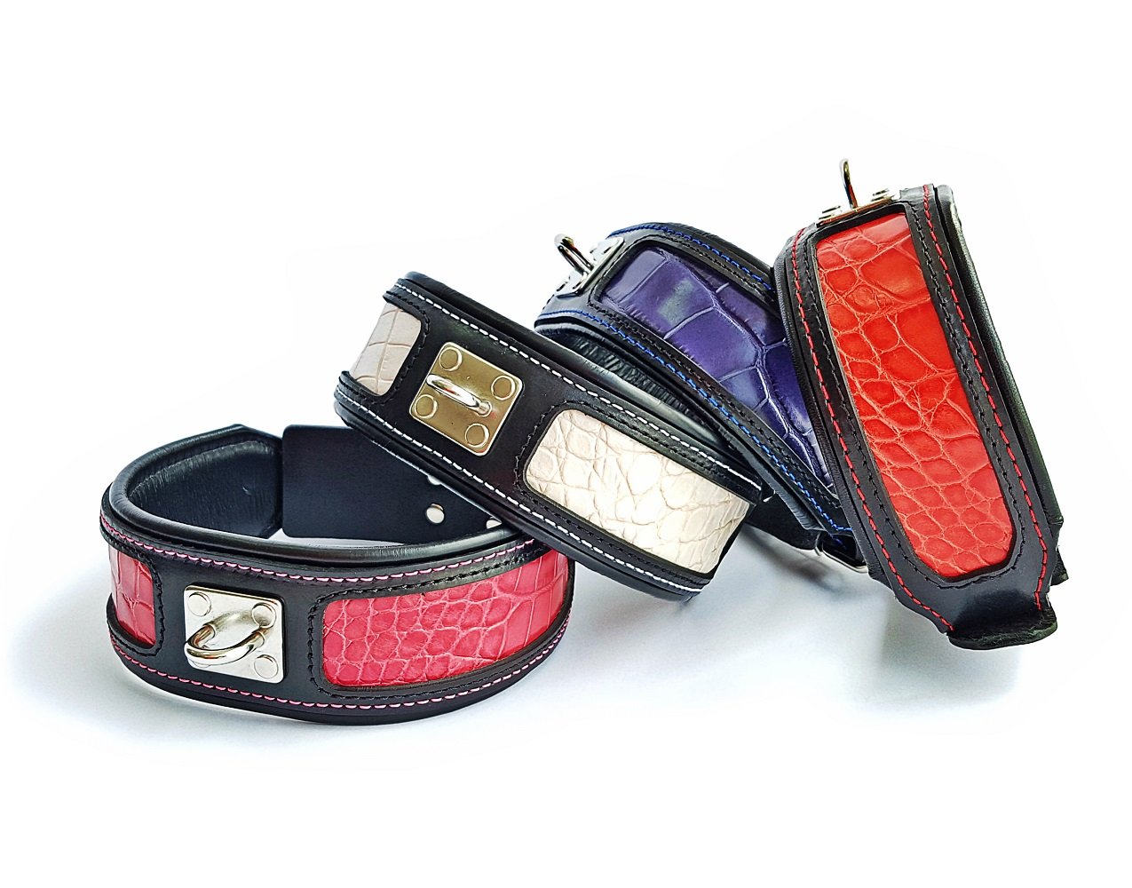 Bestia® Echtleder Reptilien Hundehalsband. 6,3 cm breit. Weich unterlegt. Lederdekoration mit Reptilien Muster. Super widerstandsfähig. M bis XXL. Top Qualität aus Europa!