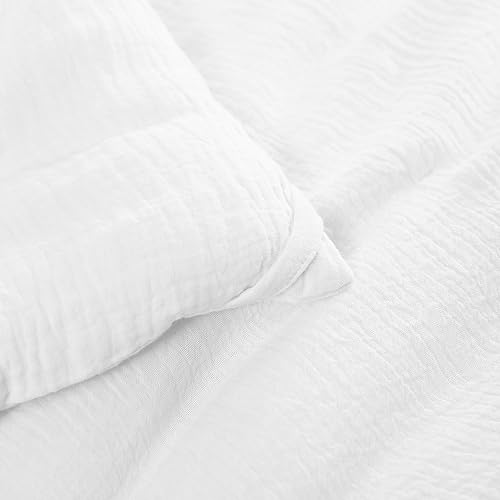 Miniatura 9 de HOMBYS Edredón de muselina 100 % algodón, tamaño King de 120 x 120 pulgadas, ligero y transpirable, edredón alternativo de plumón de gasa suave,