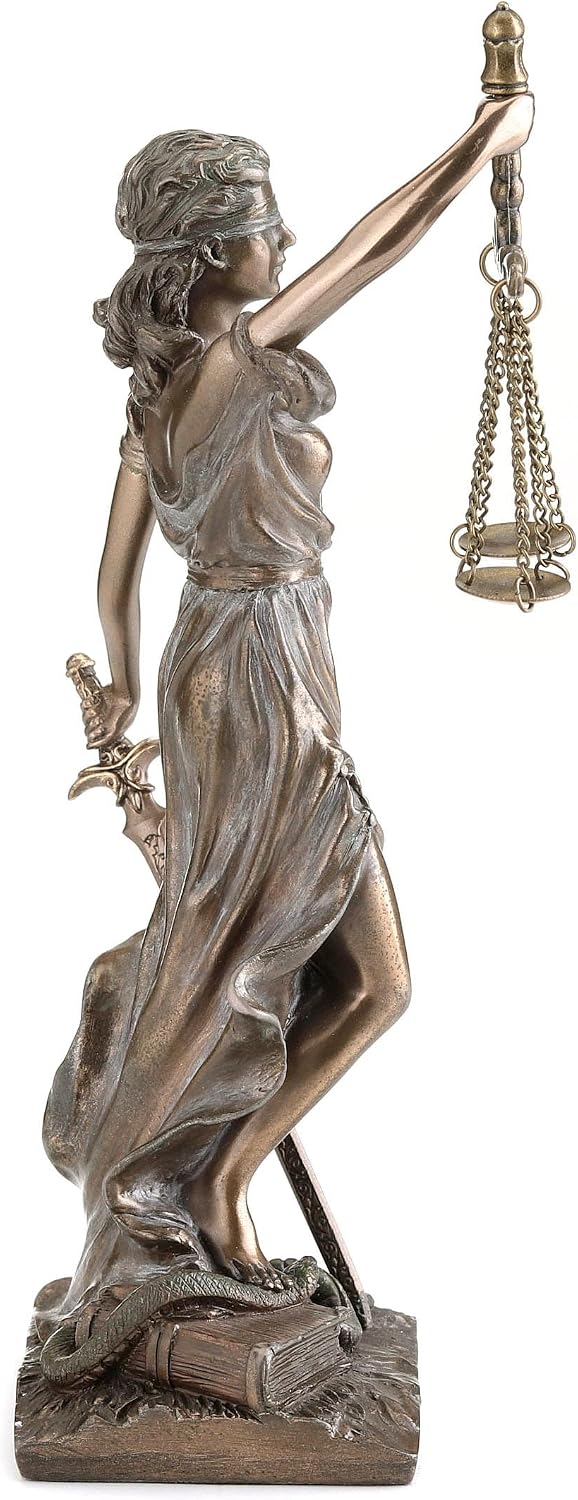 UNICORN STUDIO 8 1/8 Inch Lady Justice Holding Scale and Sword Cold Cast Resin Bronze Finish Statue Home Decor Gift
