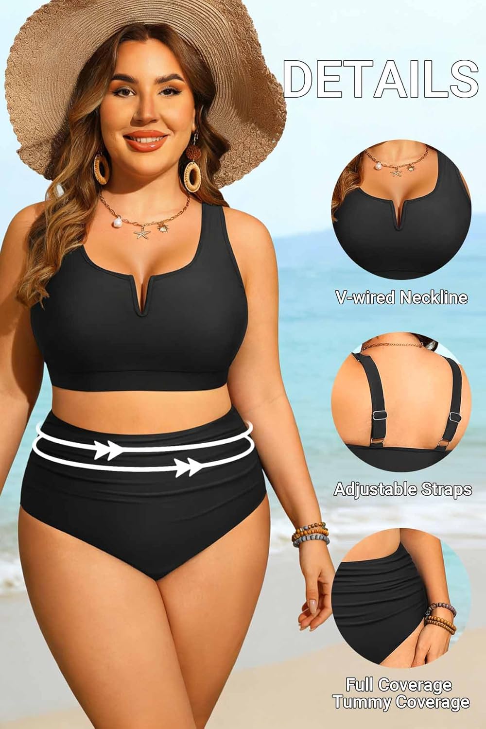 Aqua Eve Women Plus Size High Waisted Bikini - Two Piece Swimsuit Tummy Control Bathing Suit V-Wired 2025 Swimwear - Image 4